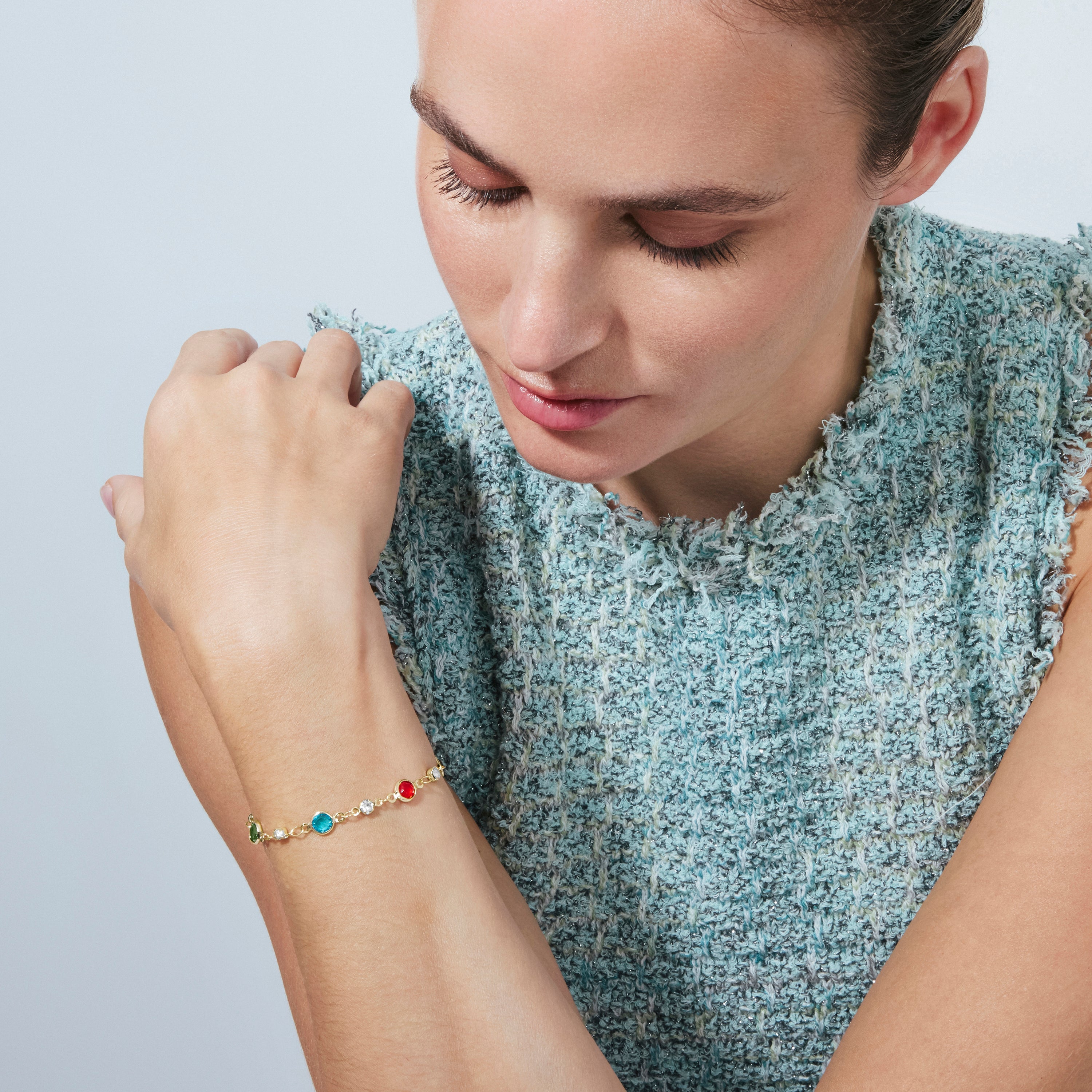 Multicolor Zirconia Bracelet in 18k Yellow Gold Finish - Akas