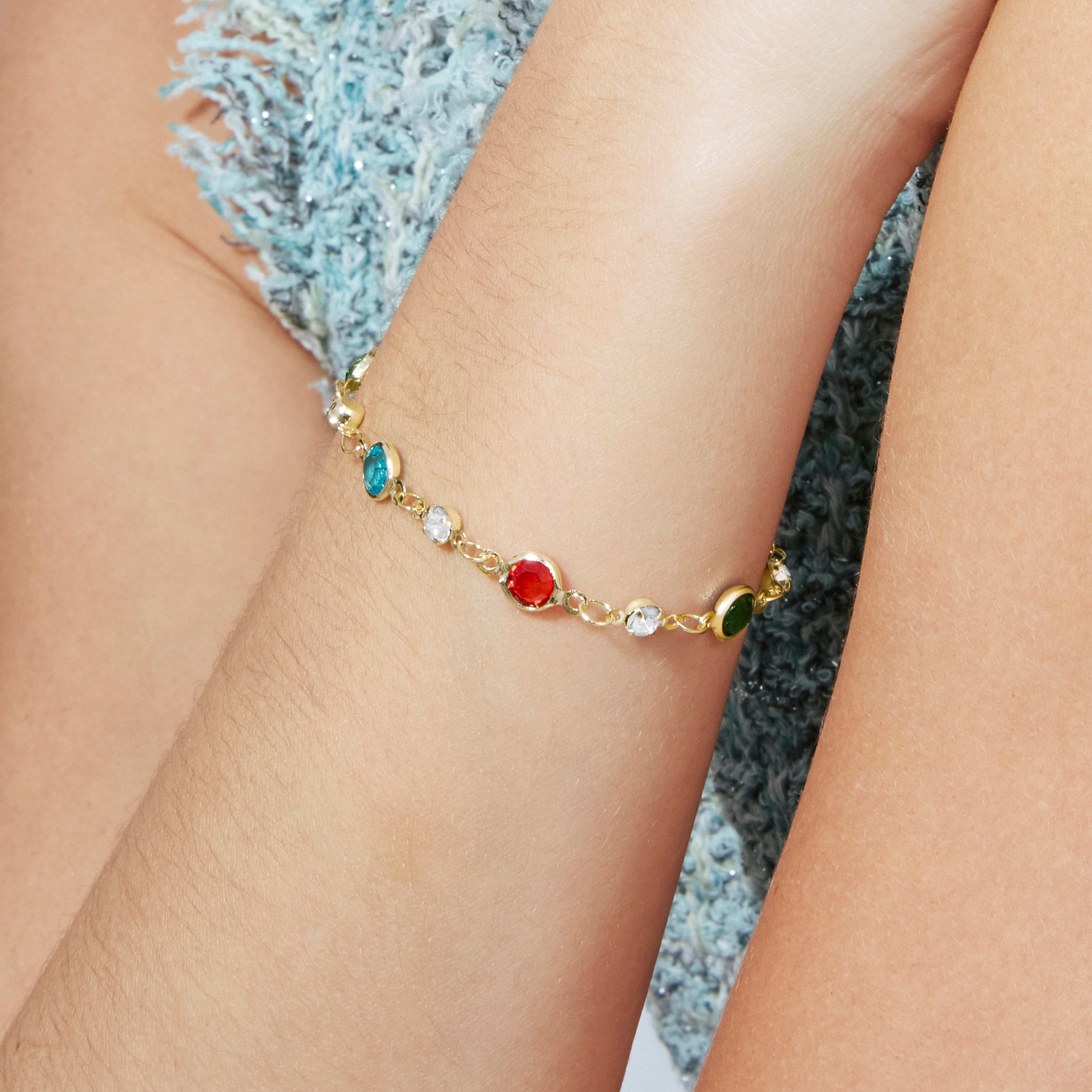 Multicolor Zirconia Bracelet in 18k Yellow Gold Finish - Akas
