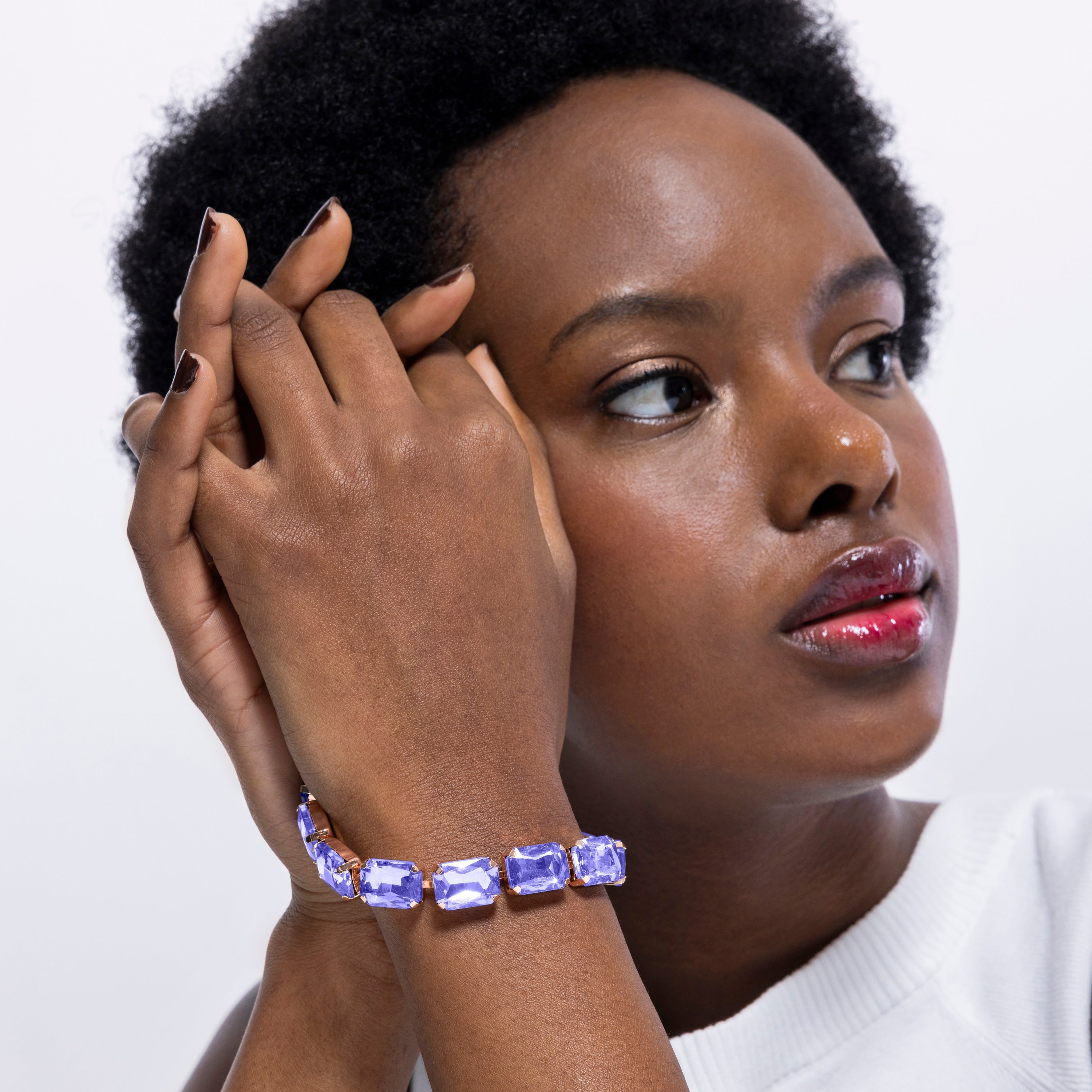 Purple Crystal Bracelet finished in 18K yellow gold - Ankek