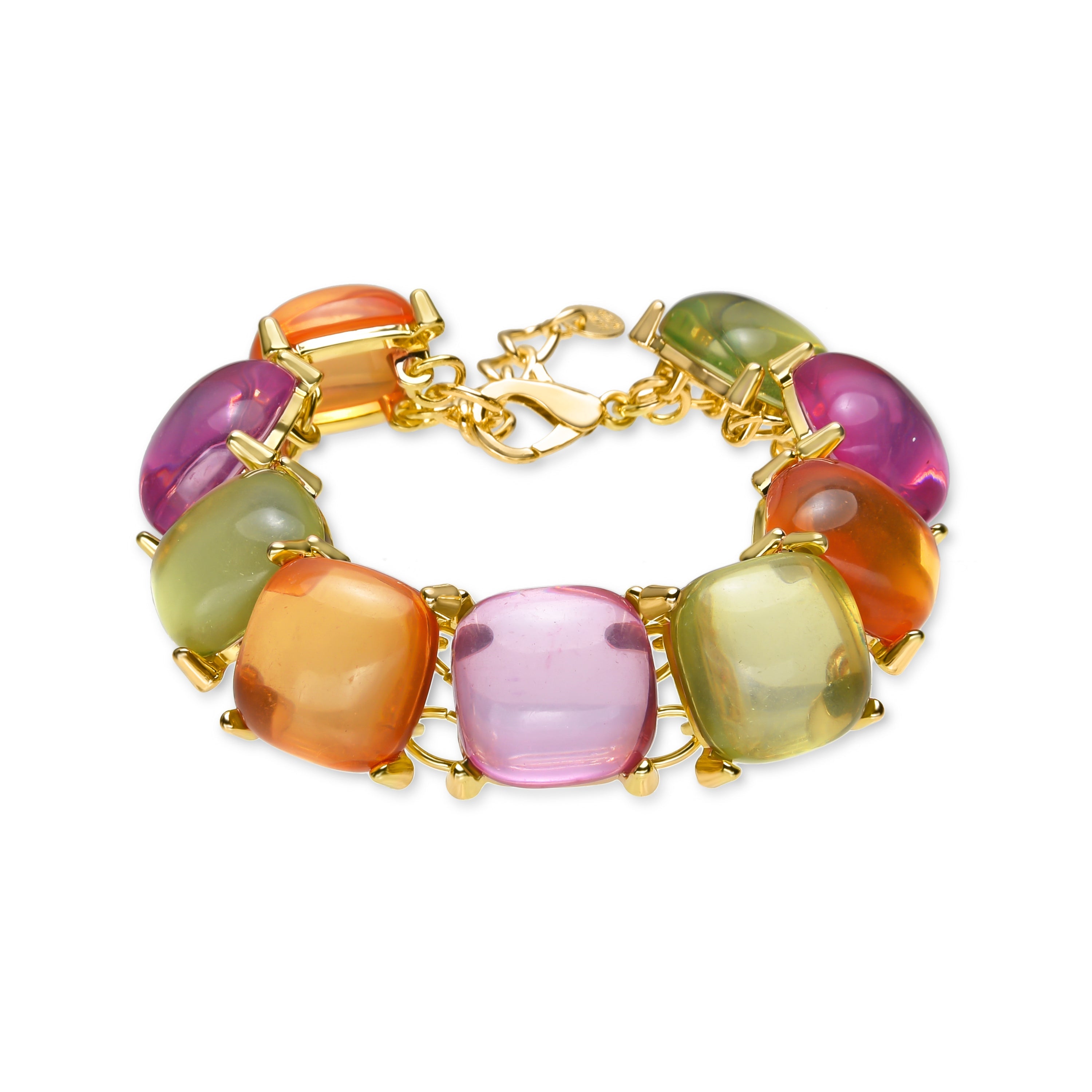 Multicolor Crystal Bracelet finished in 18K yellow gold - Tosab