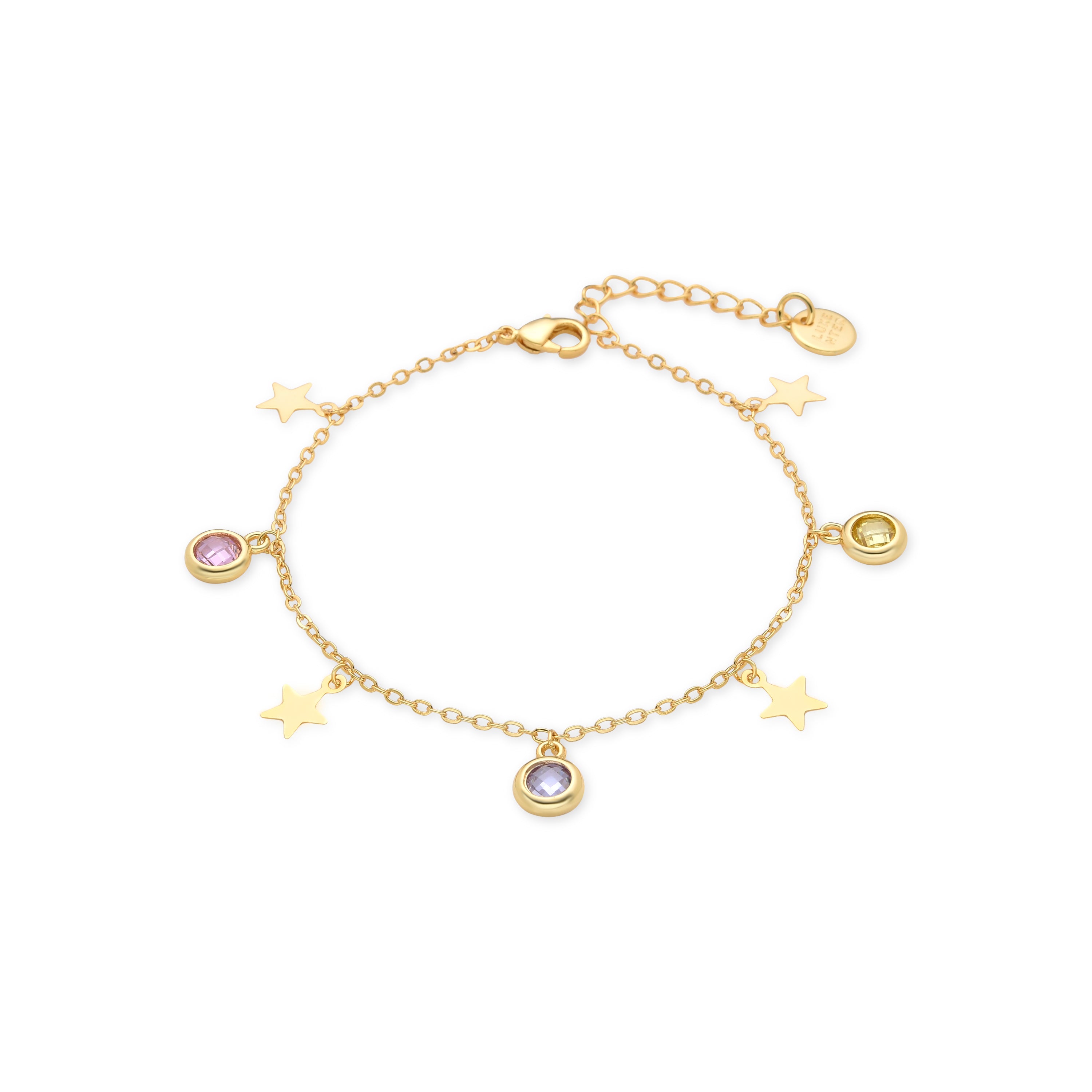 Multicolor Zirconia Bracelet finished in 18K Yellow Gold - Sunah