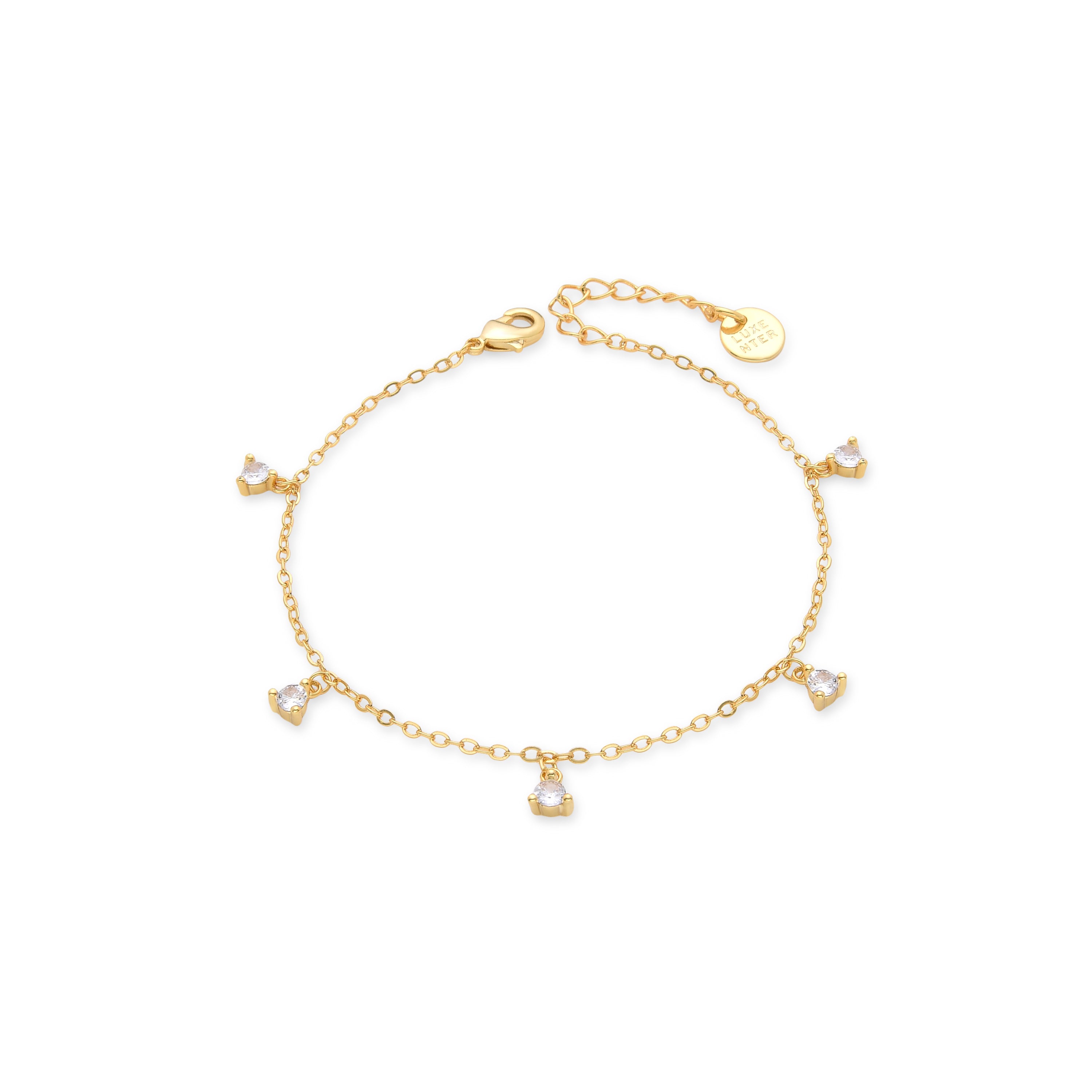 18K Yellow Gold Plated Cubic Zirconia Bracelet - Kisain