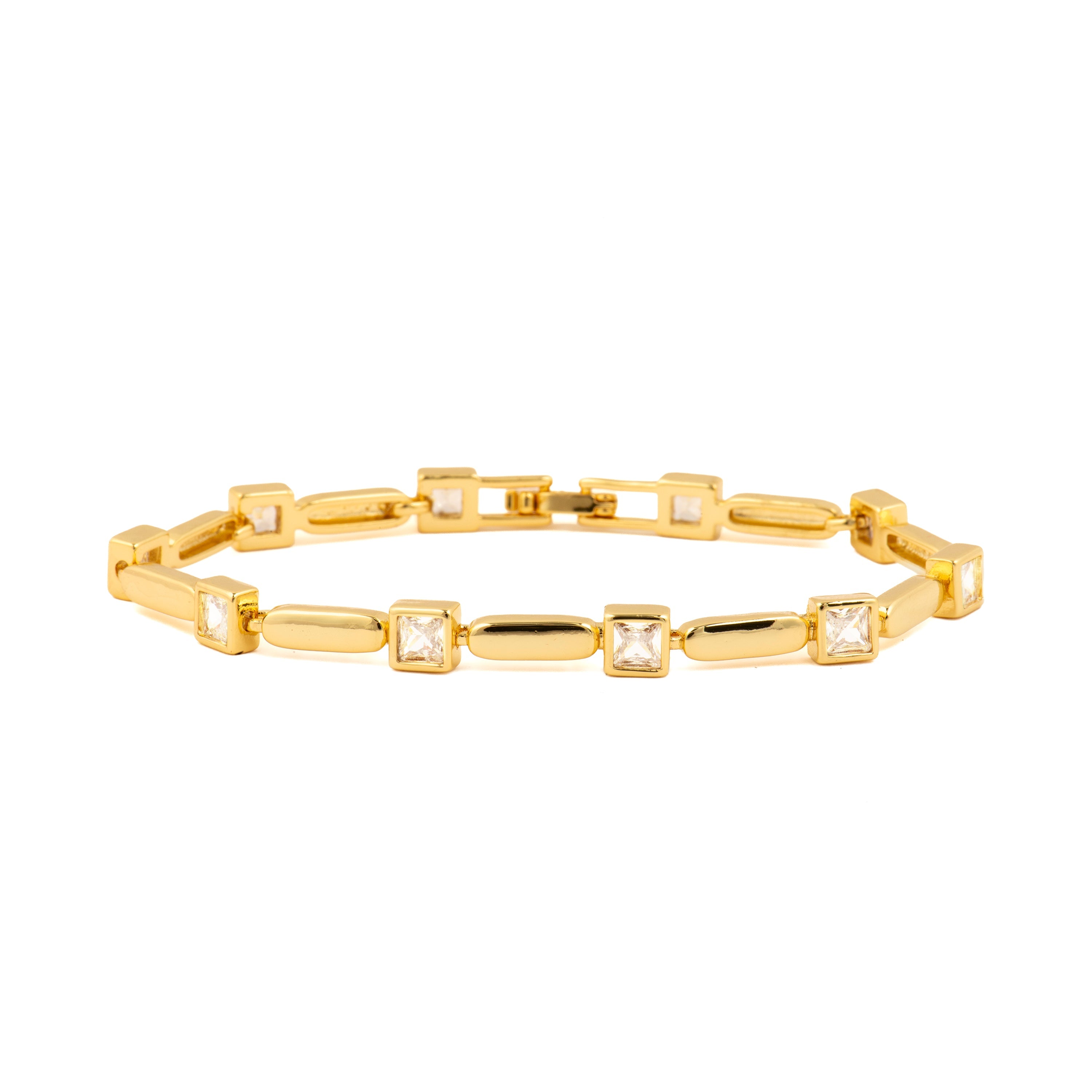 18k Yellow Gold-Plated Sparkling Zircon Bracelet - Aslion