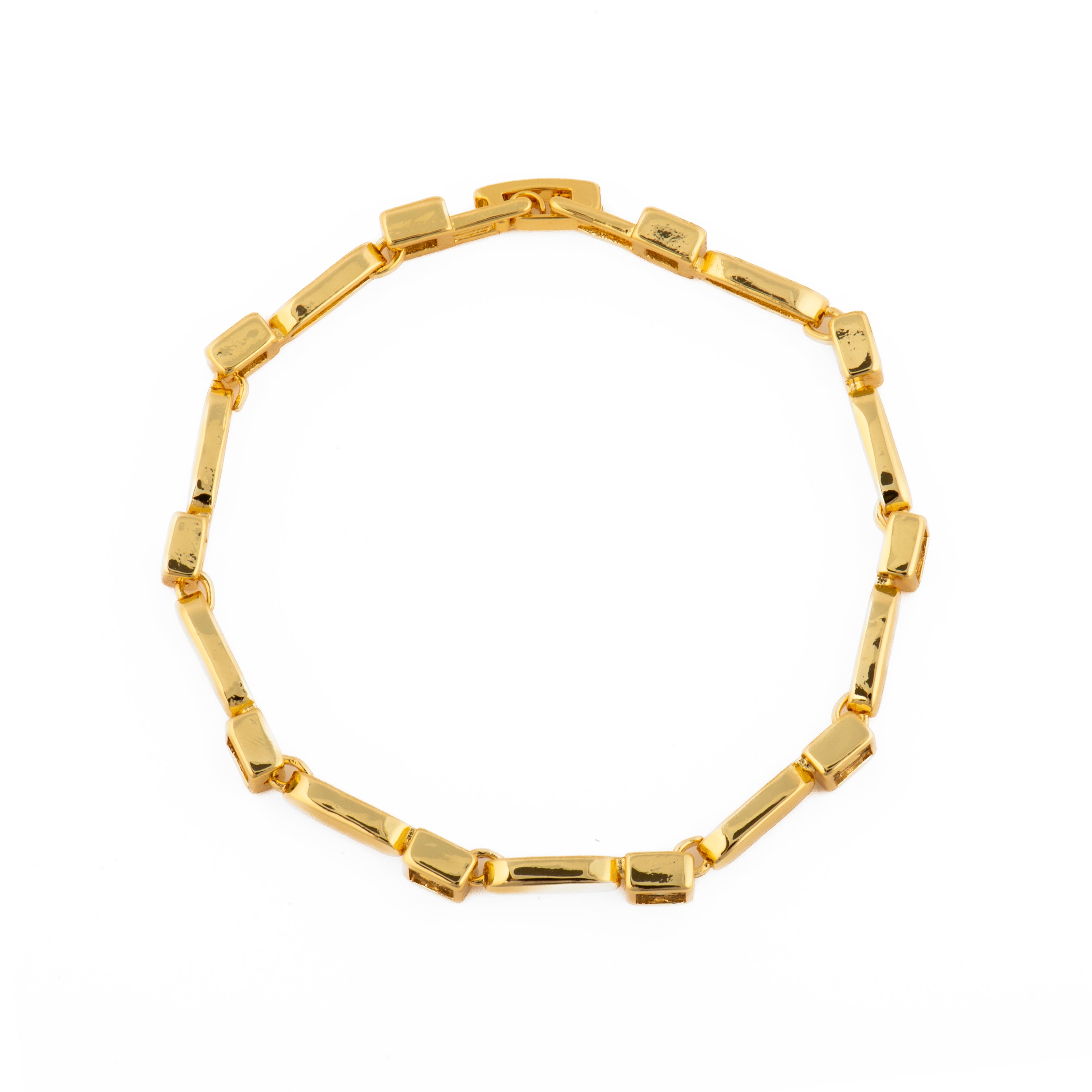 18k Yellow Gold-Plated Sparkling Zircon Bracelet - Aslion