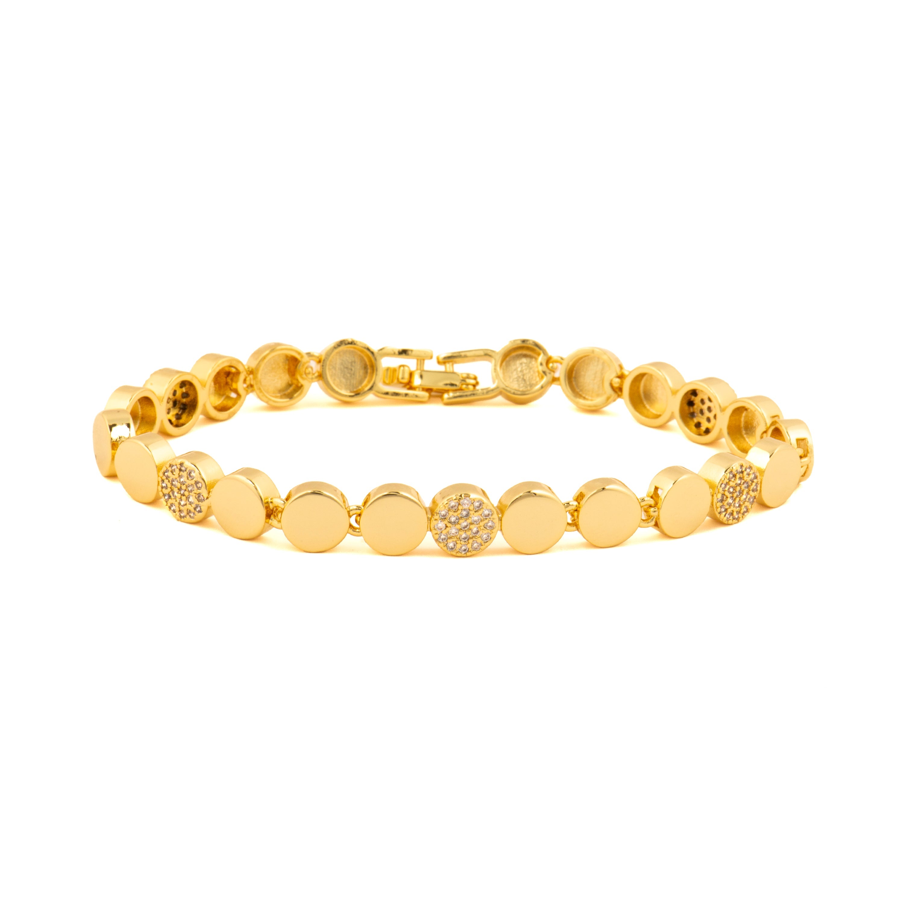 Shiny Zirconia Bracelet with 18k Yellow Gold Finish - Sywi