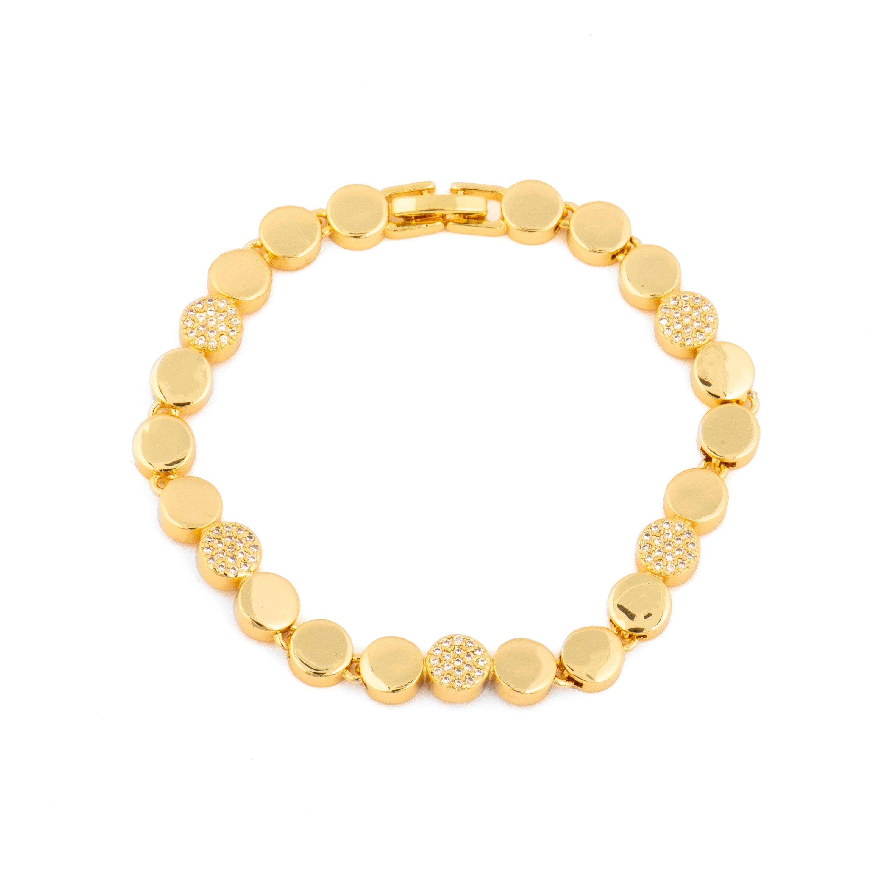 Shiny Zirconia Bracelet with 18k Yellow Gold Finish - Sywi
