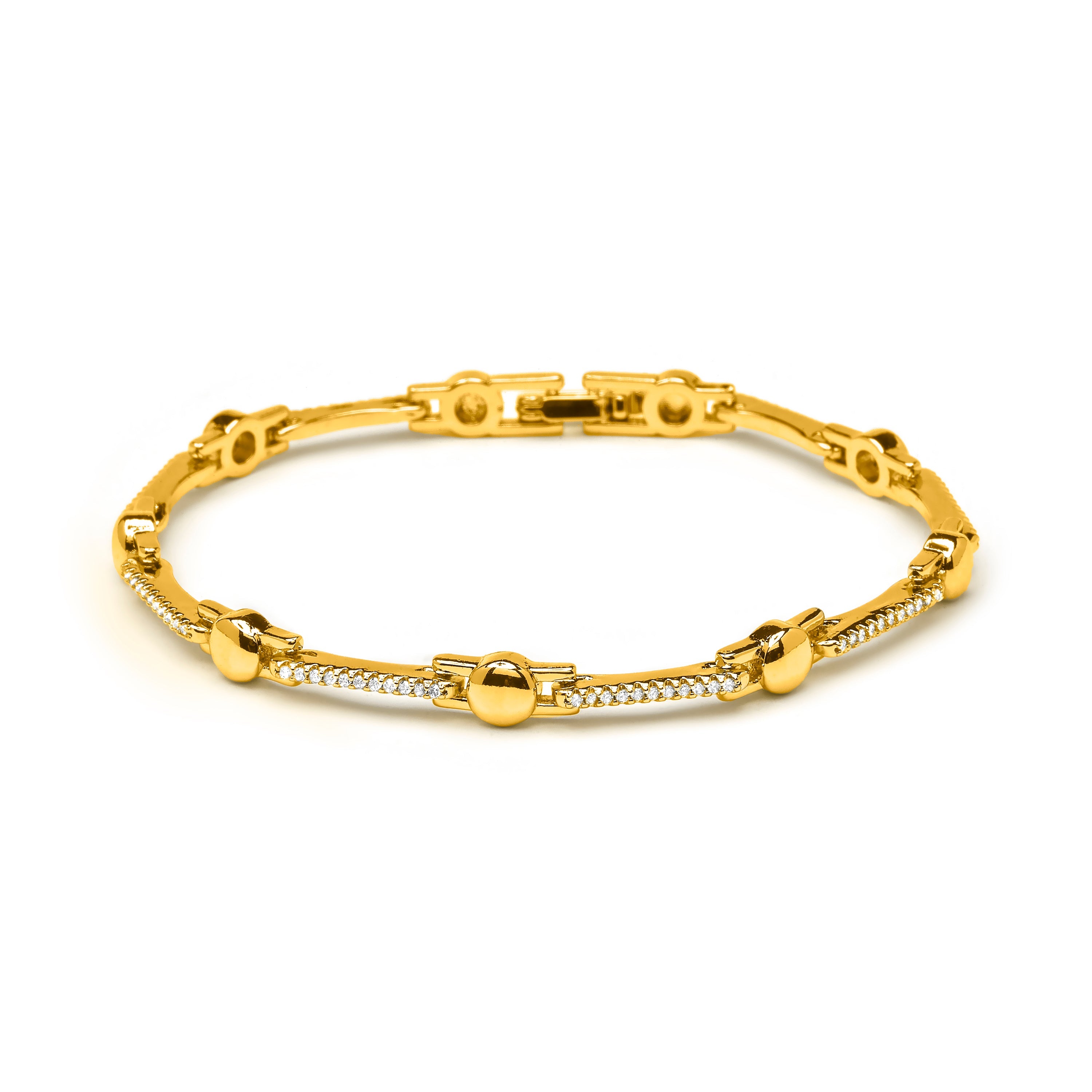 18k Yellow Gold Plated Brilliant Zirconia Bracelet - Rarix