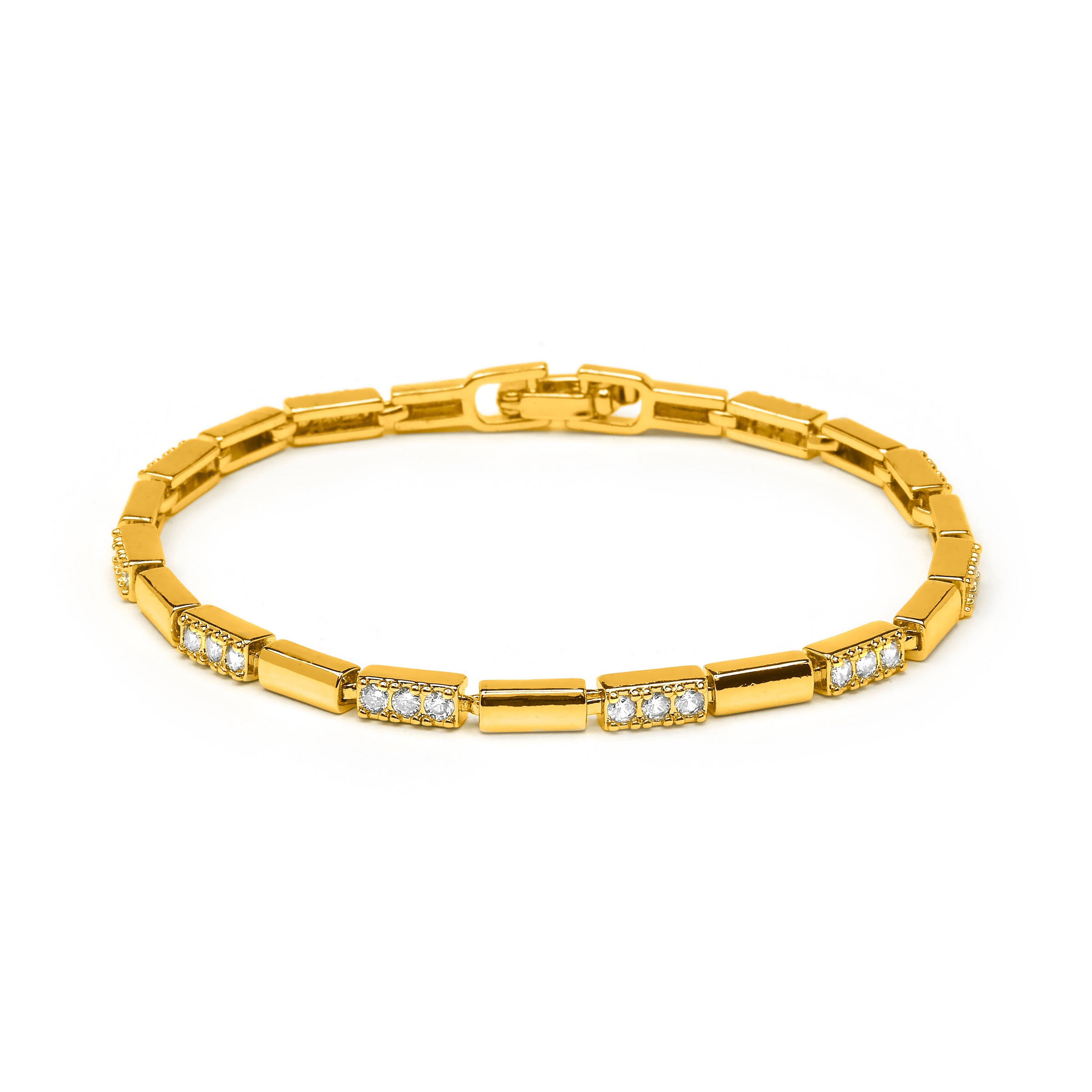 Brilliant Zircon Bracelet with 18k Yellow Gold Finish - Tavli