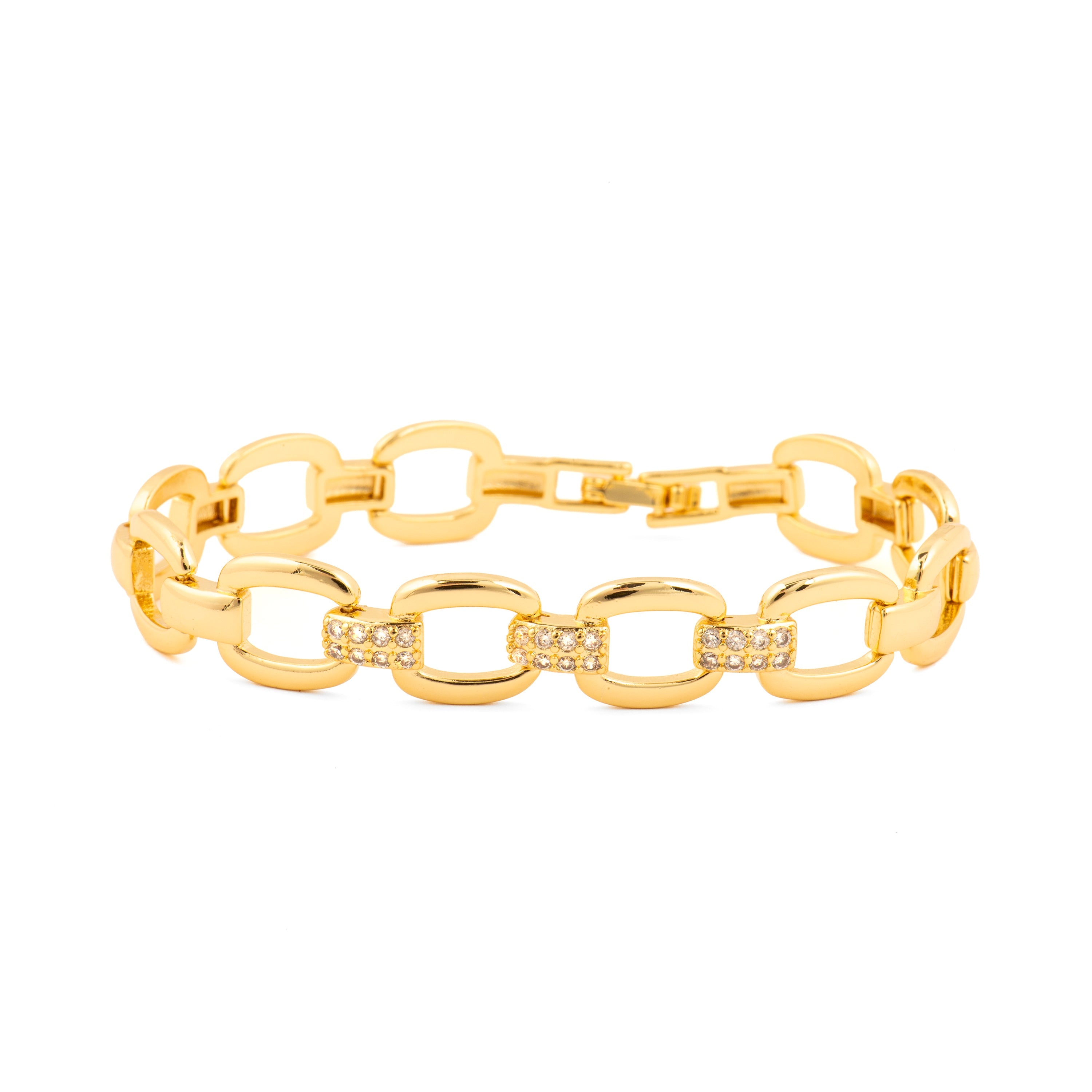 18k Yellow Gold Plated Brilliant Zirconia Bracelet - Insio