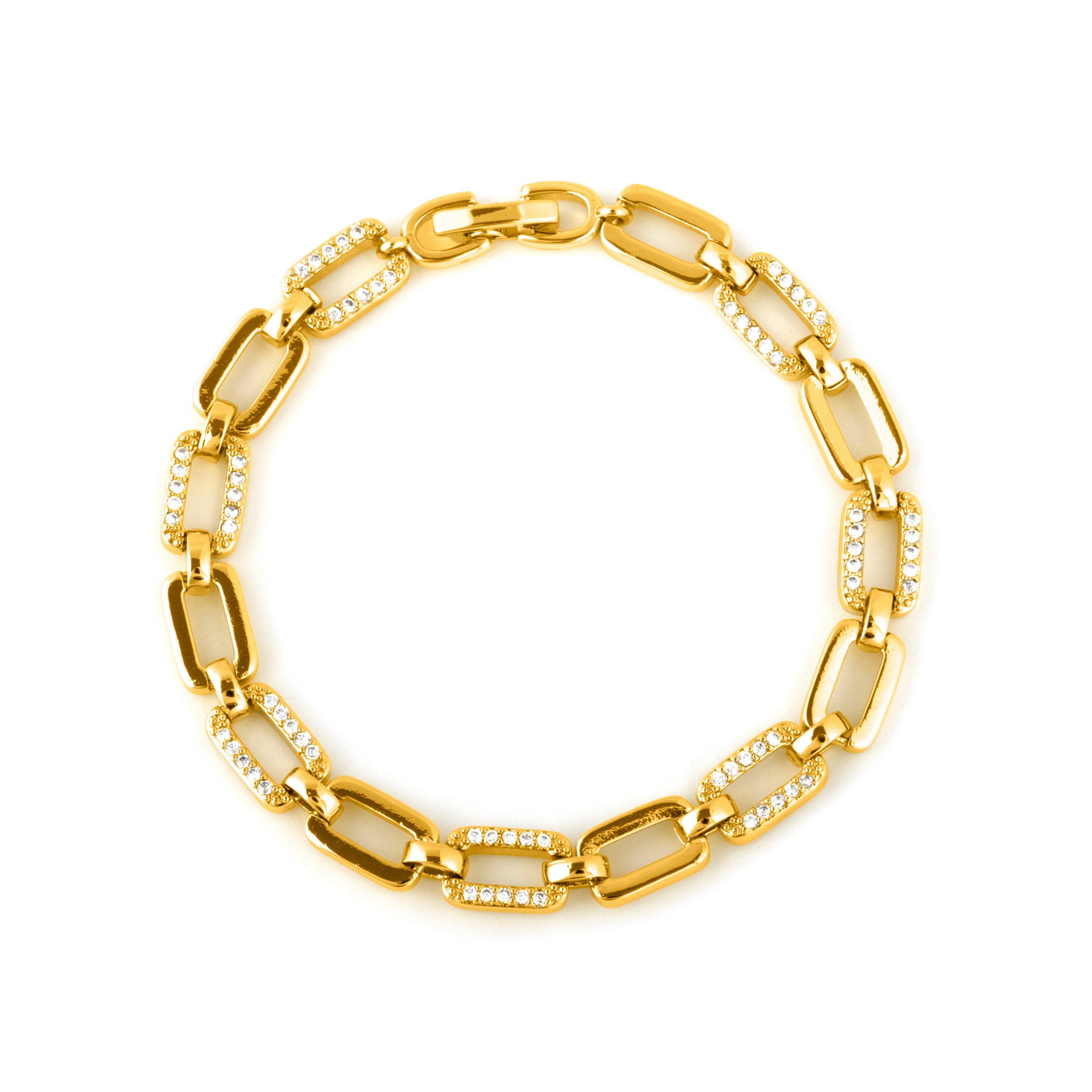 18k Yellow Gold-Plated Sparkling Zirconia Bracelet - Asgoth