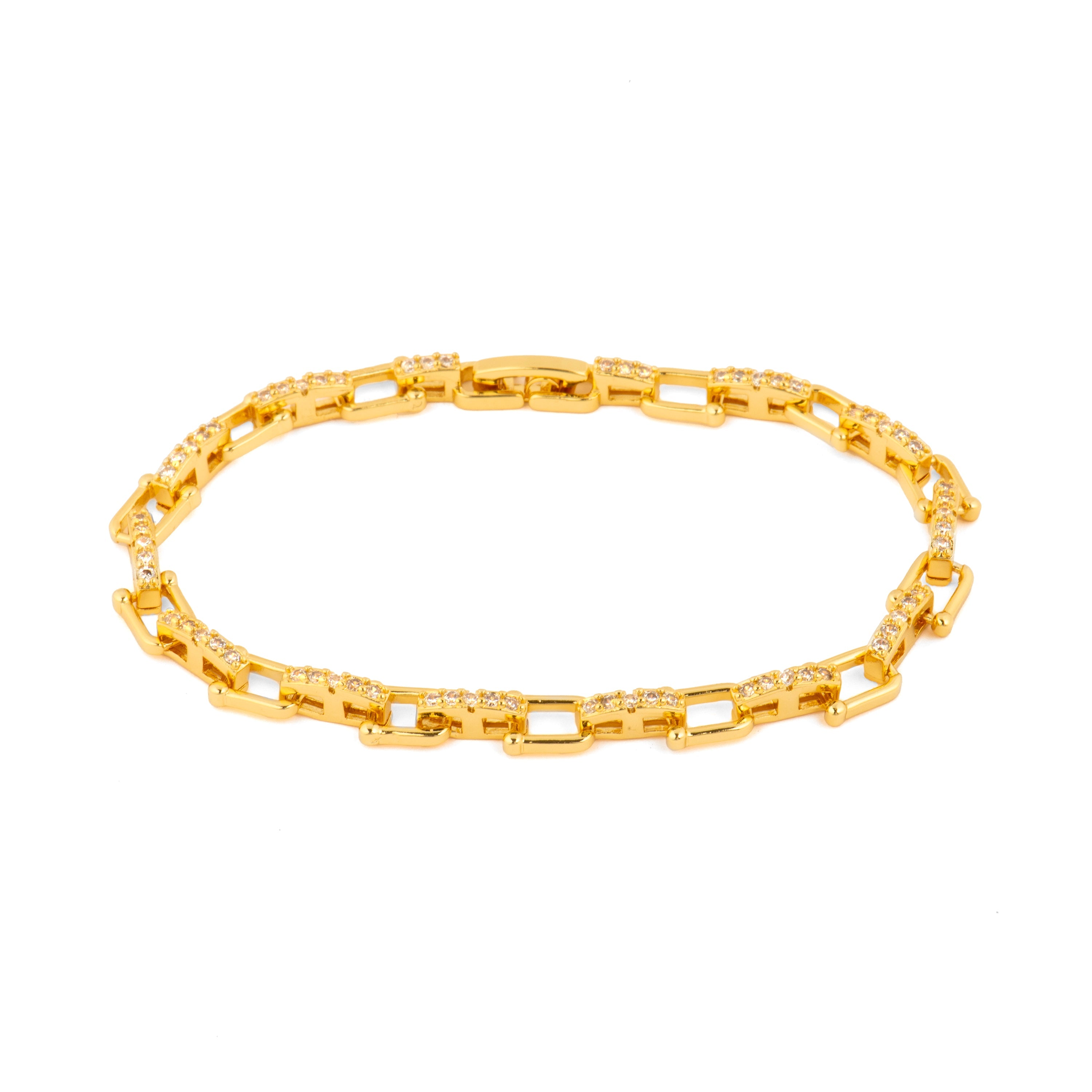 18k Yellow Gold Finish Brilliant Zirconia Bracelet - Dordel