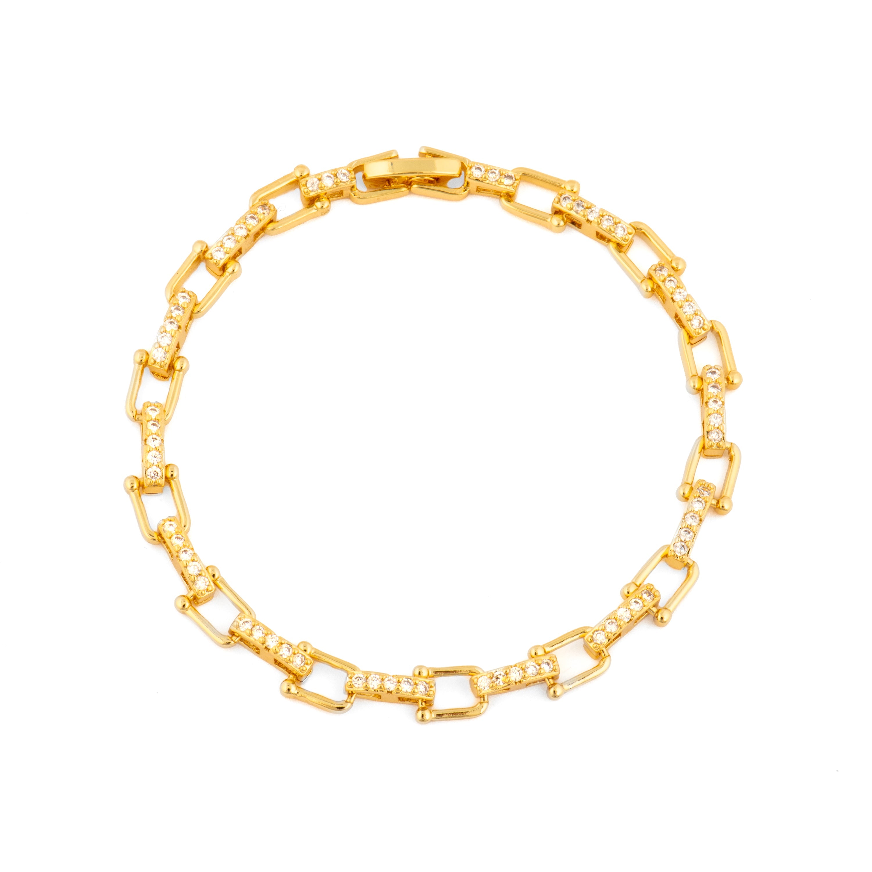 18k Yellow Gold Finish Brilliant Zirconia Bracelet - Dordel