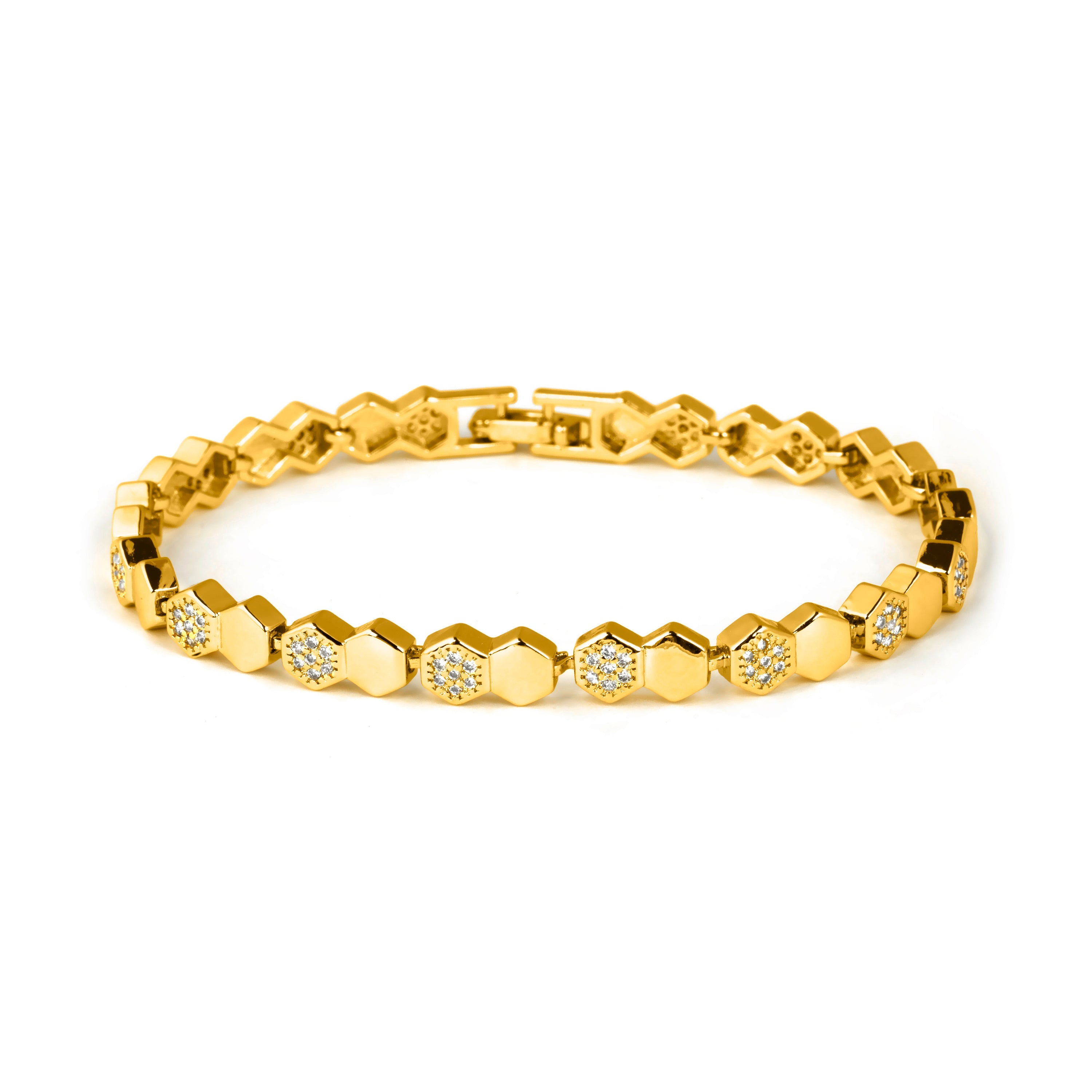 Sparkling Zirconia Bracelet with 18k Yellow Gold Finish - Lyth