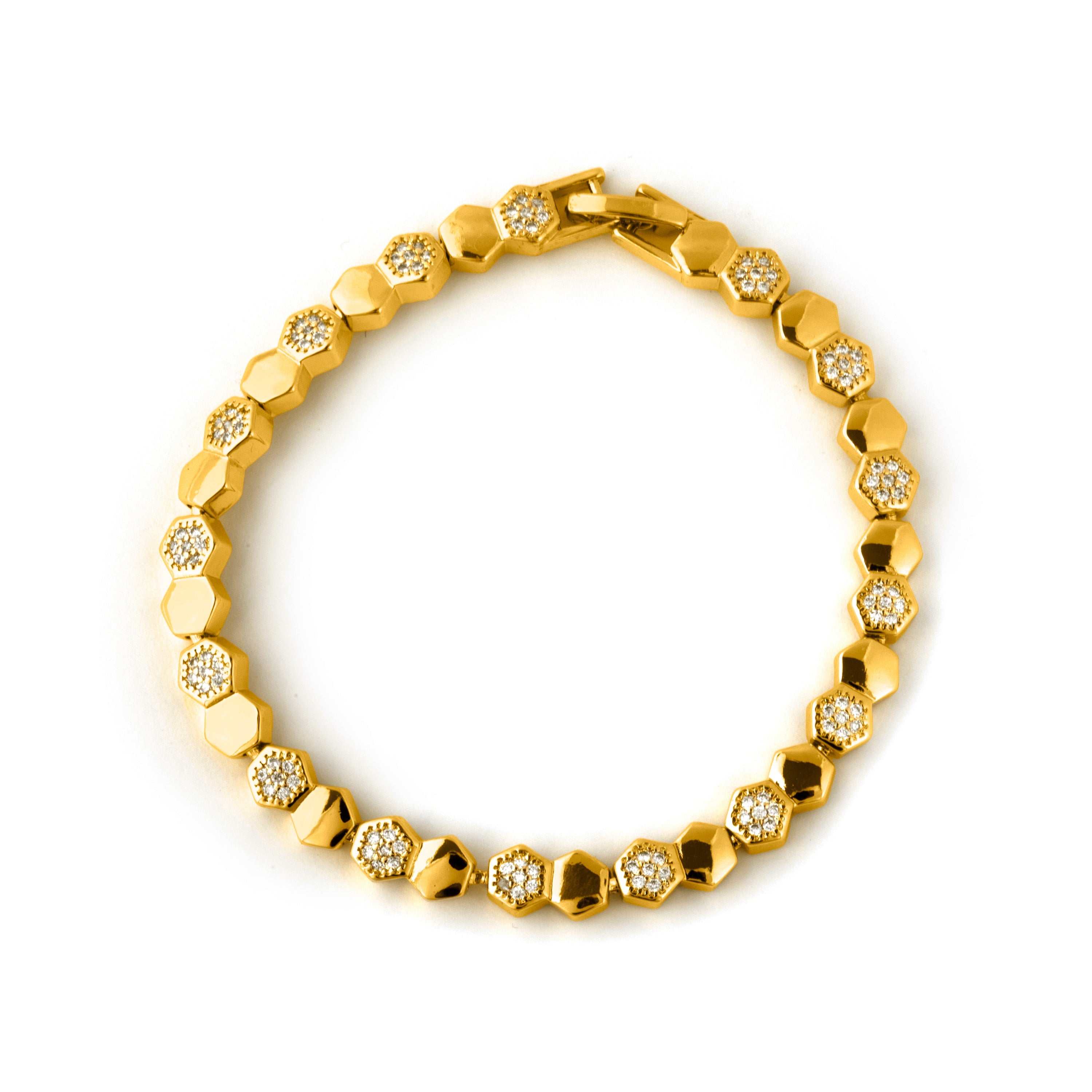 Sparkling Zirconia Bracelet with 18k Yellow Gold Finish - Lyth