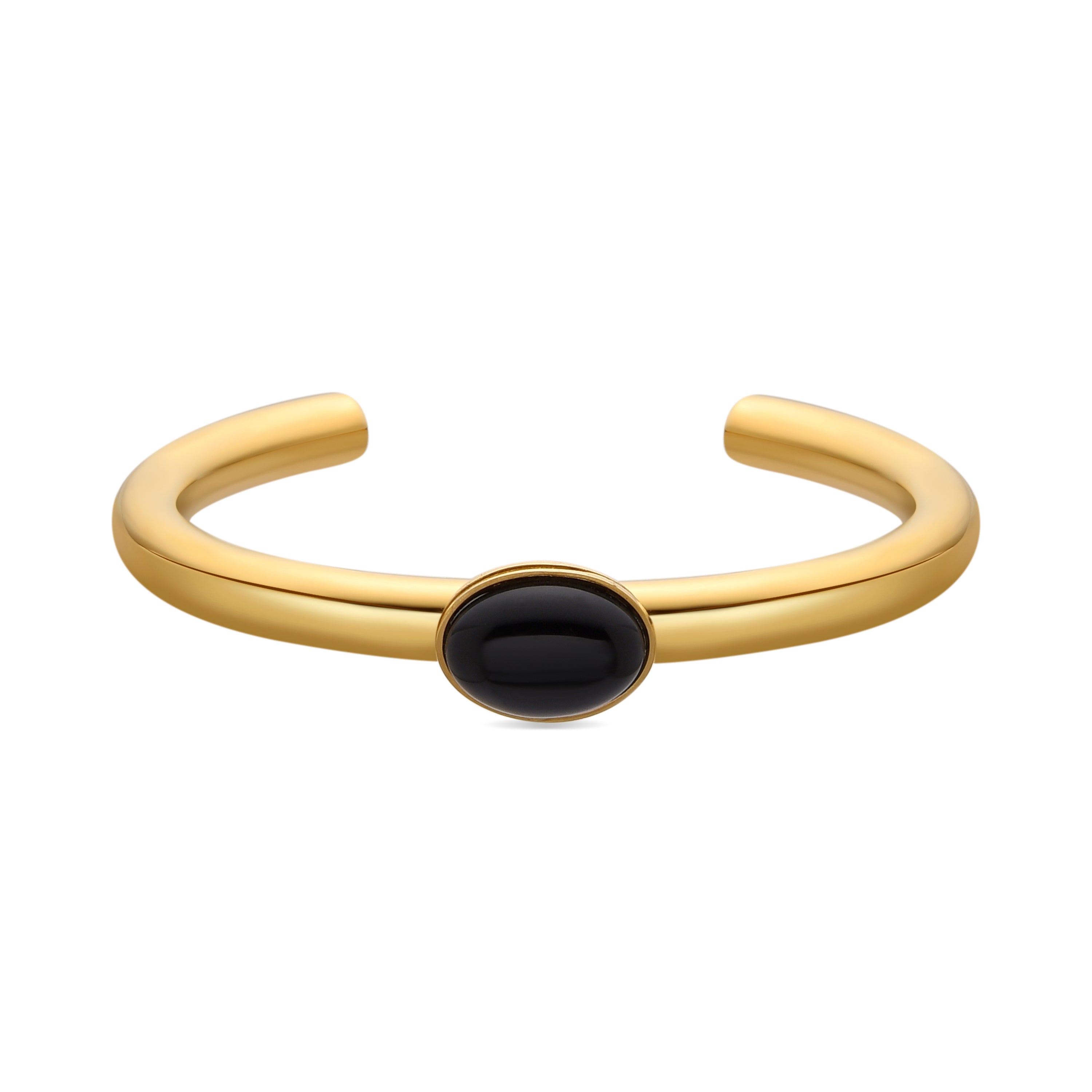 Bracelet with Black Crystal, 18k gold finish - Havros