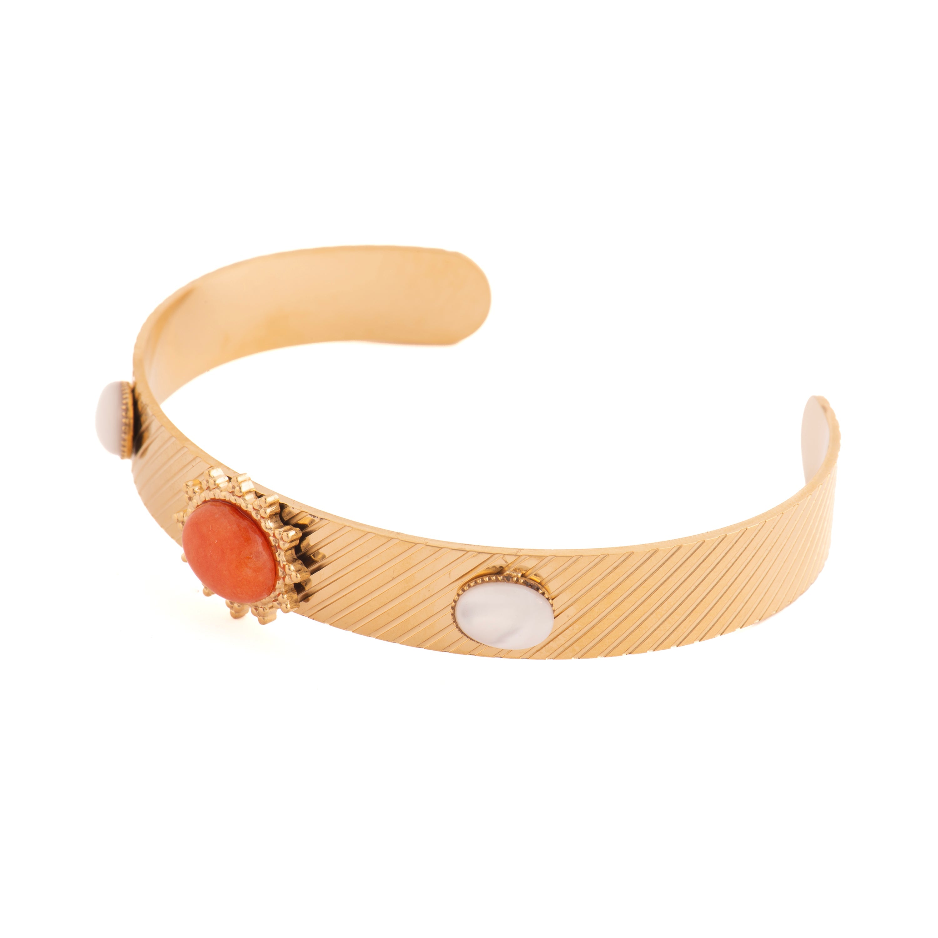 18k yellow gold and white mother-of-pearl finish bracelet - Romou
