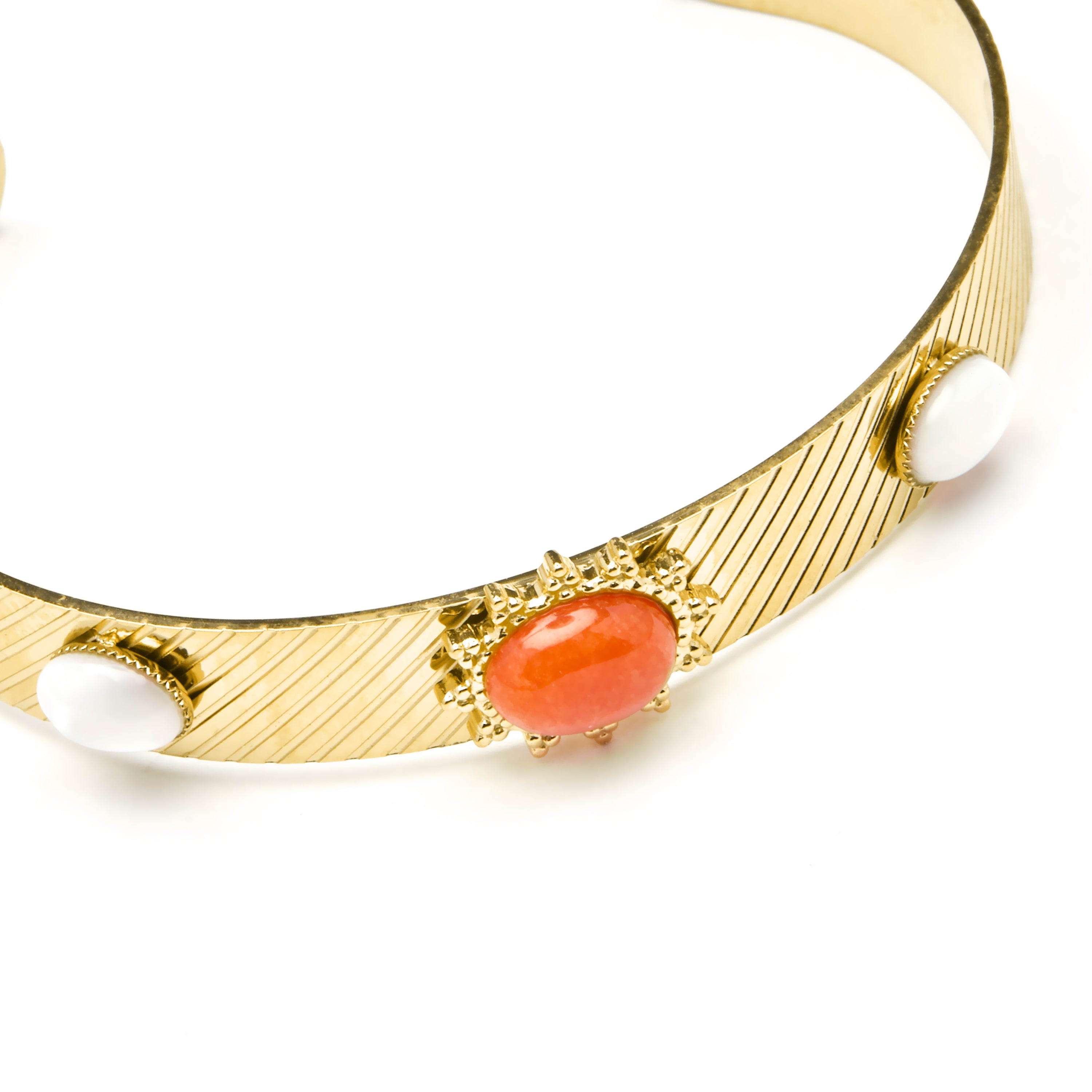 18k yellow gold and white mother-of-pearl finish bracelet - Romou