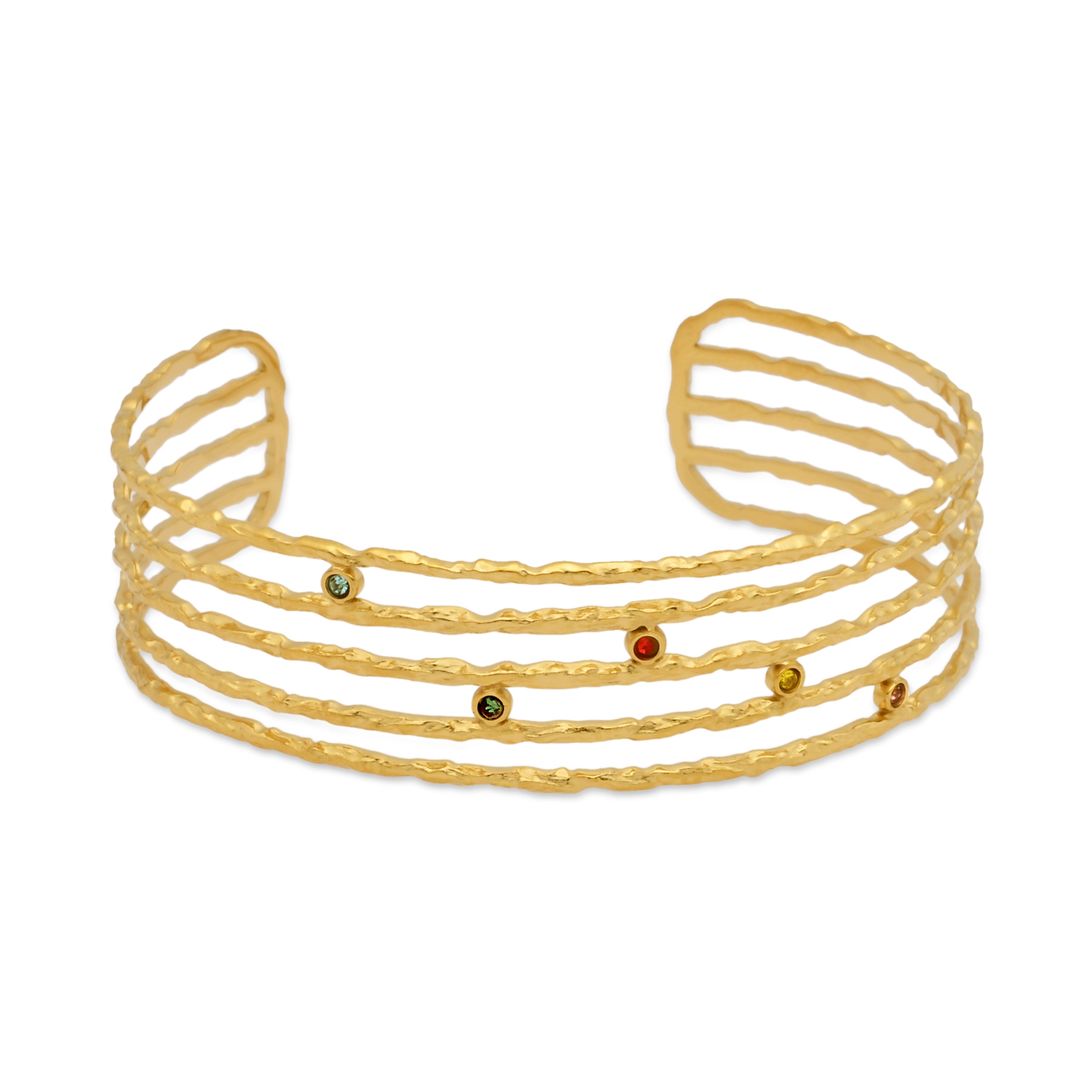 Multicolor Zirconia Bracelet with 18k Yellow Gold Finish - Copply