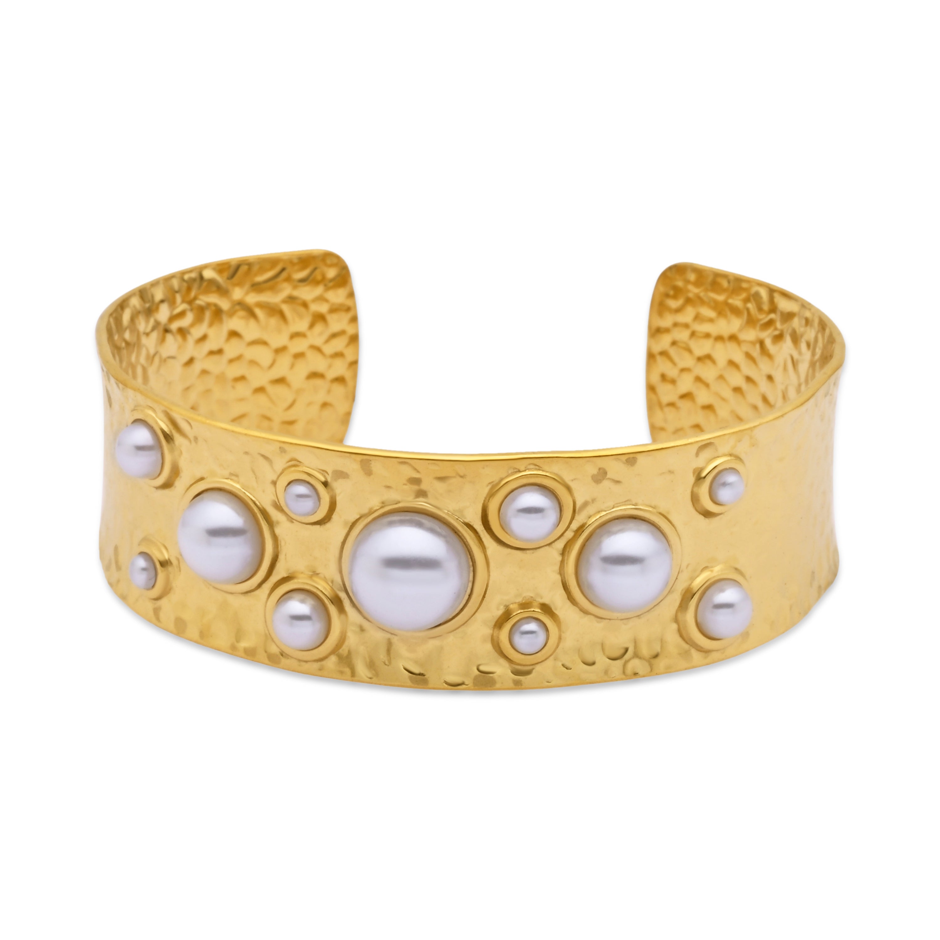 18k Yellow Gold Finish White Pearl Bracelet - Phisla