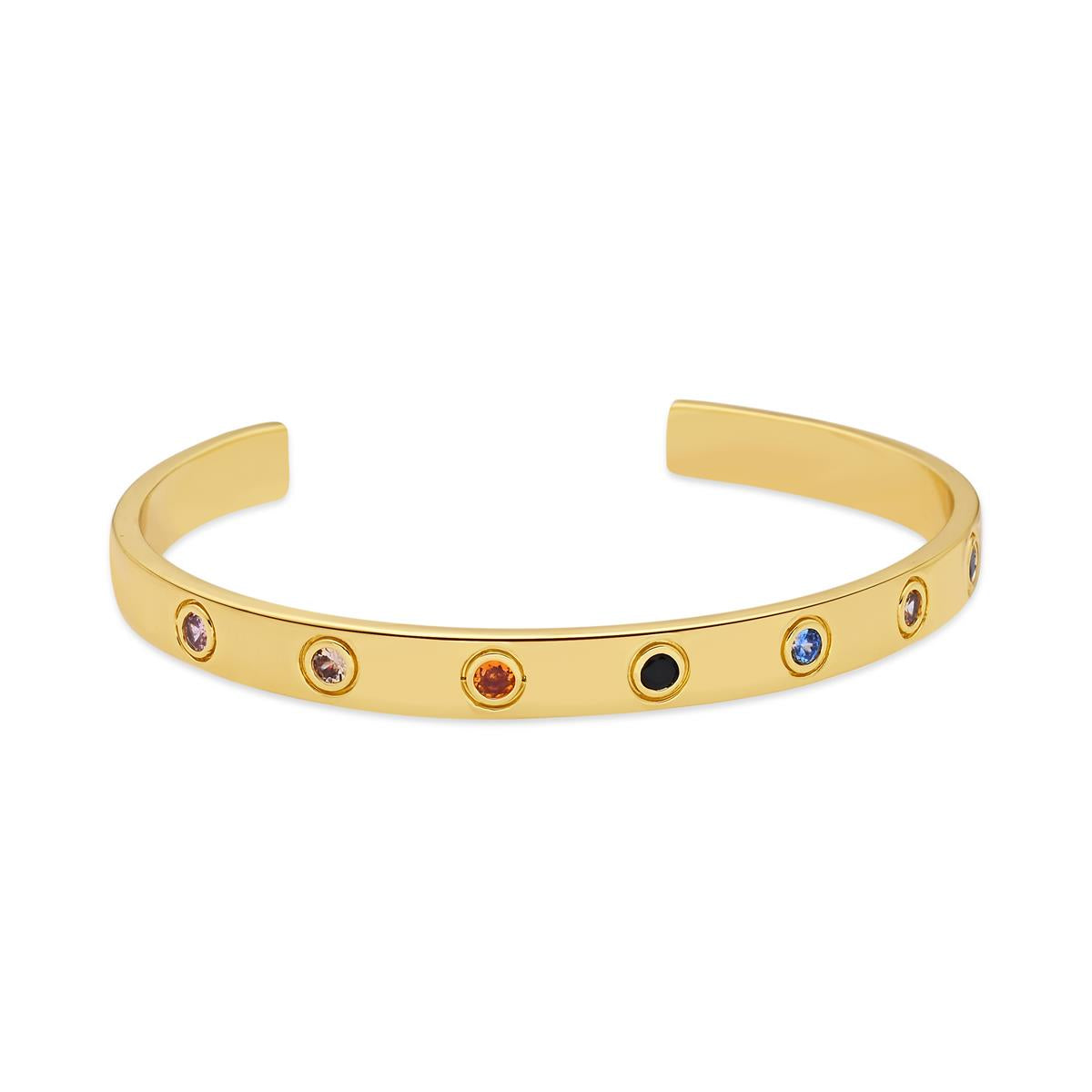 Multicolor Zirconia Bracelet with 18k Yellow Gold Finish - Beru