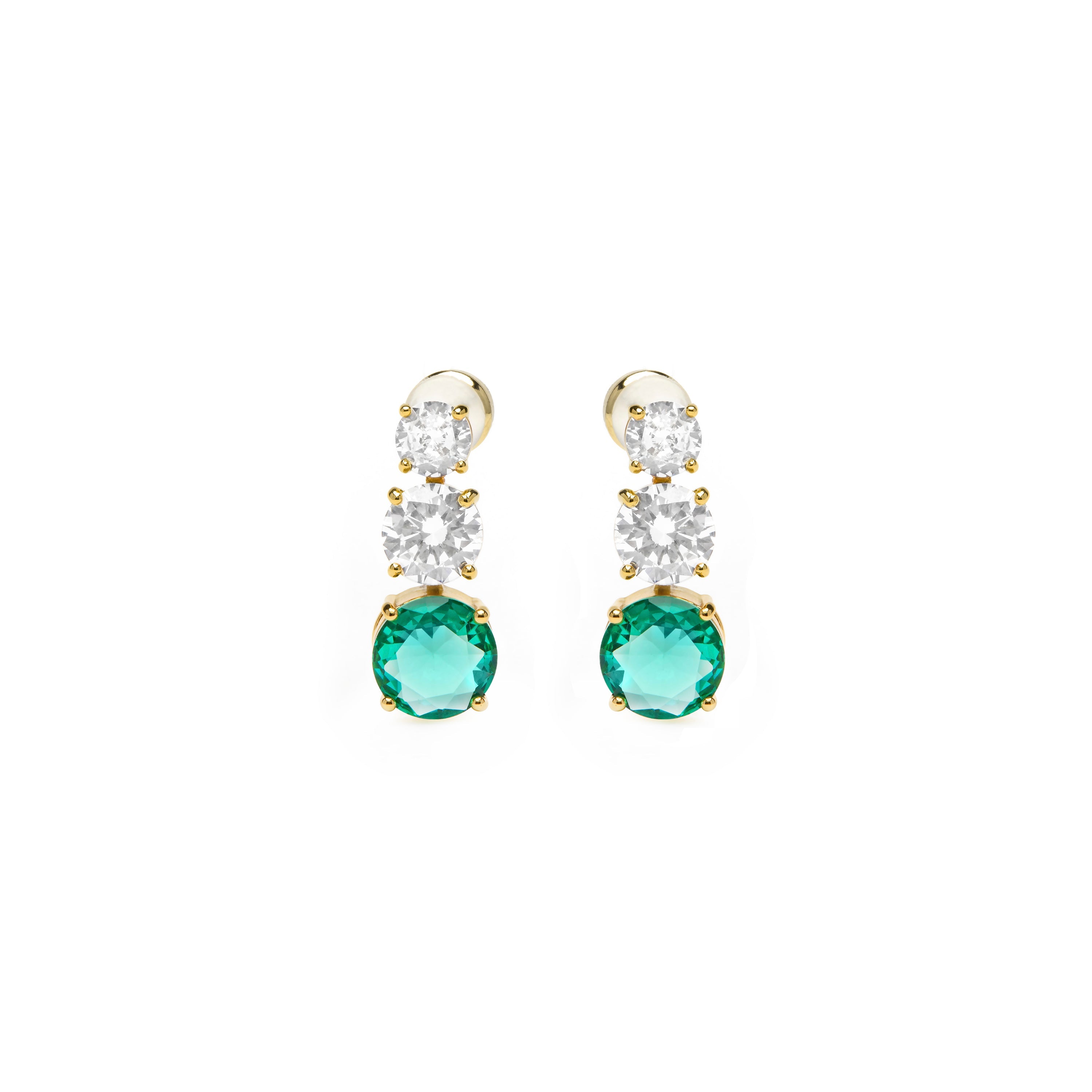 18k yellow gold-plated Paraiba Green Hydrothermal Quartz Earrings - Amkru
