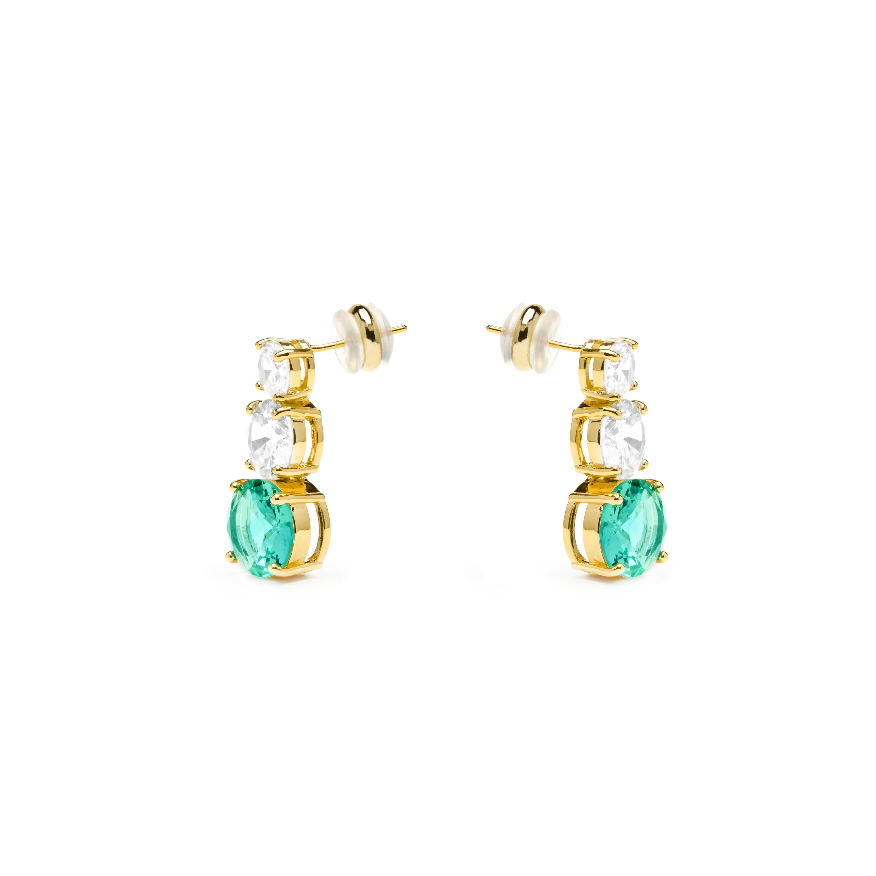 18k yellow gold-plated Paraiba Green Hydrothermal Quartz Earrings - Amkru