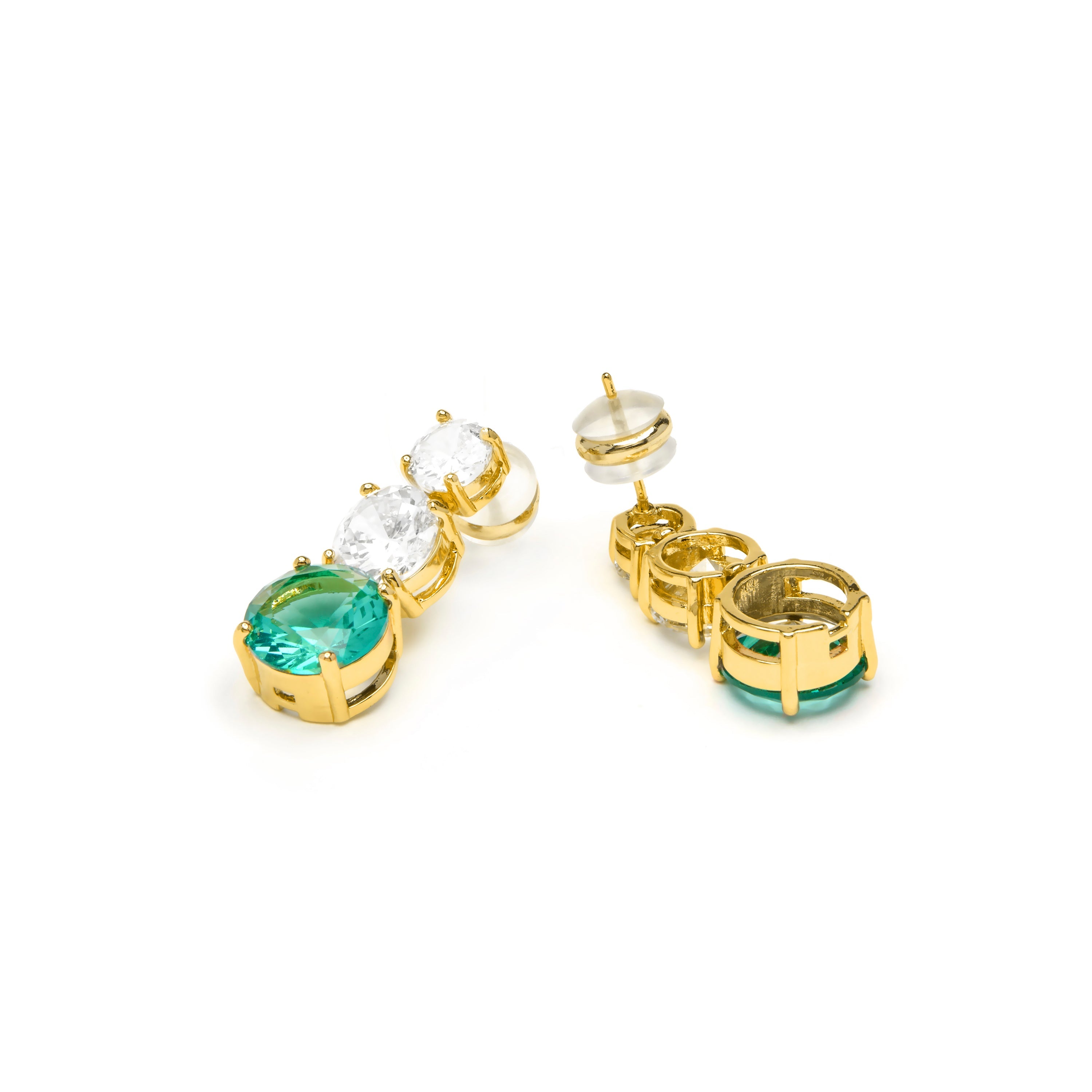 18k yellow gold-plated Paraiba Green Hydrothermal Quartz Earrings - Amkru