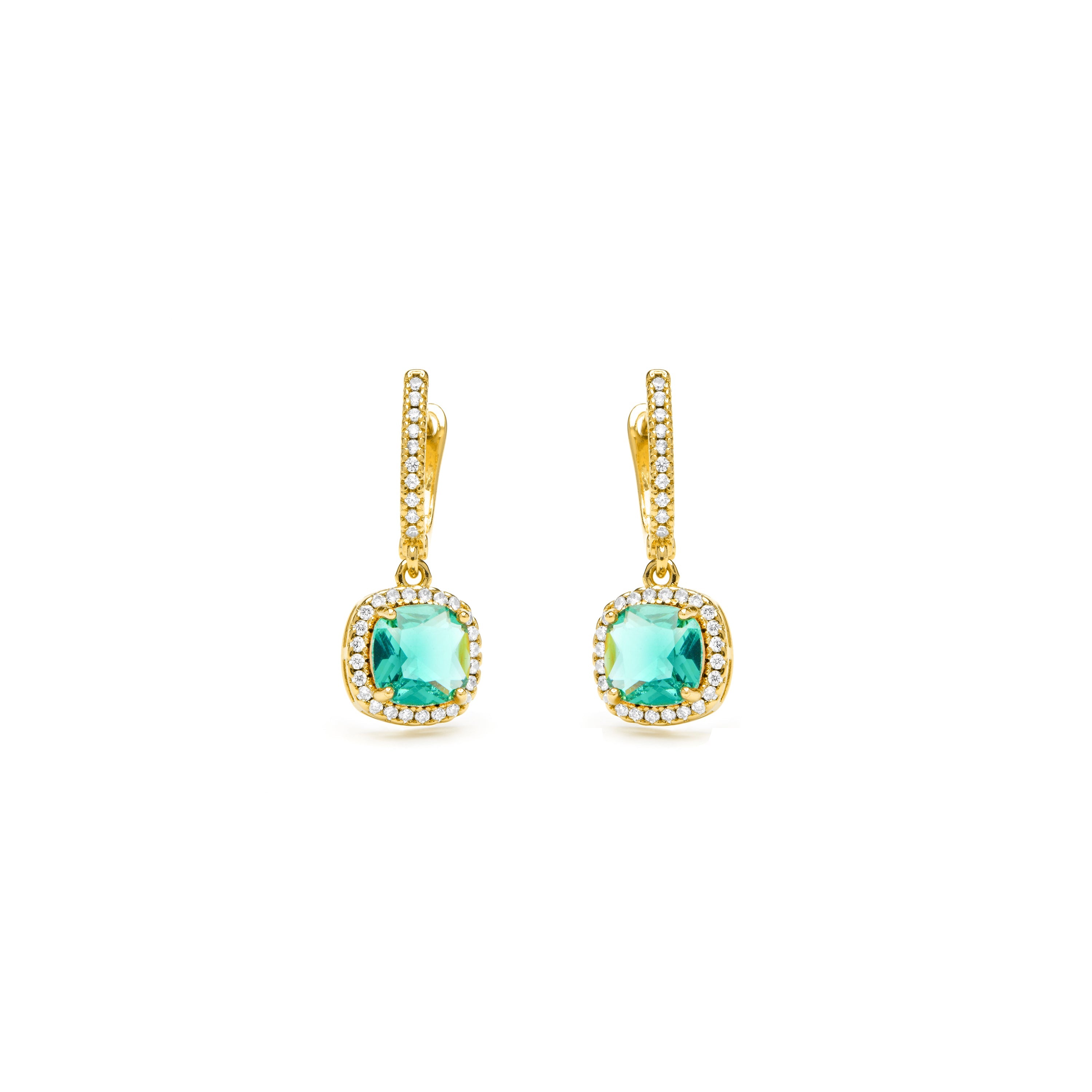 Green Paraiba Hydrothermal Quartz Earrings with 18k Yellow Gold Finish - Kada