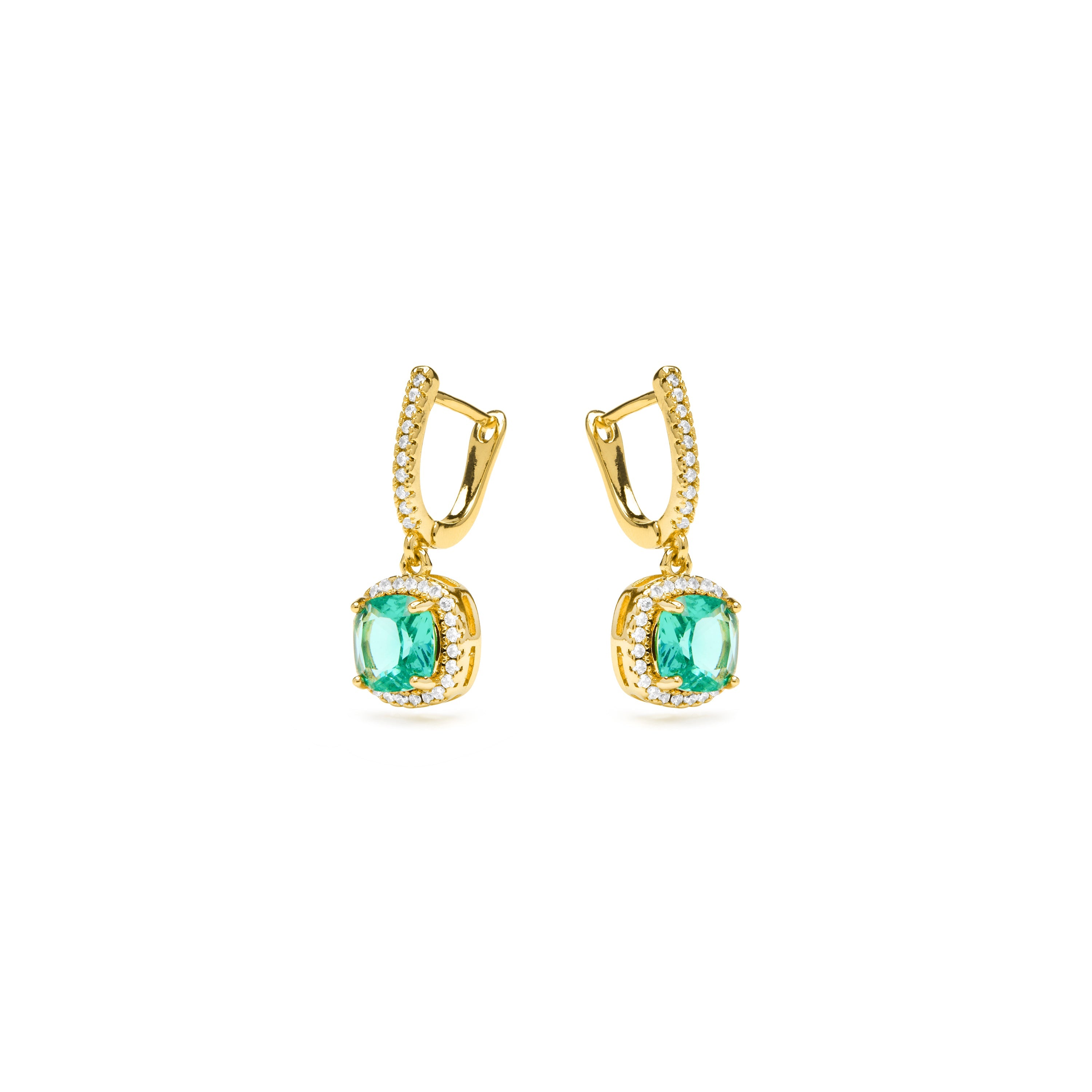 Green Paraiba Hydrothermal Quartz Earrings with 18k Yellow Gold Finish - Kada