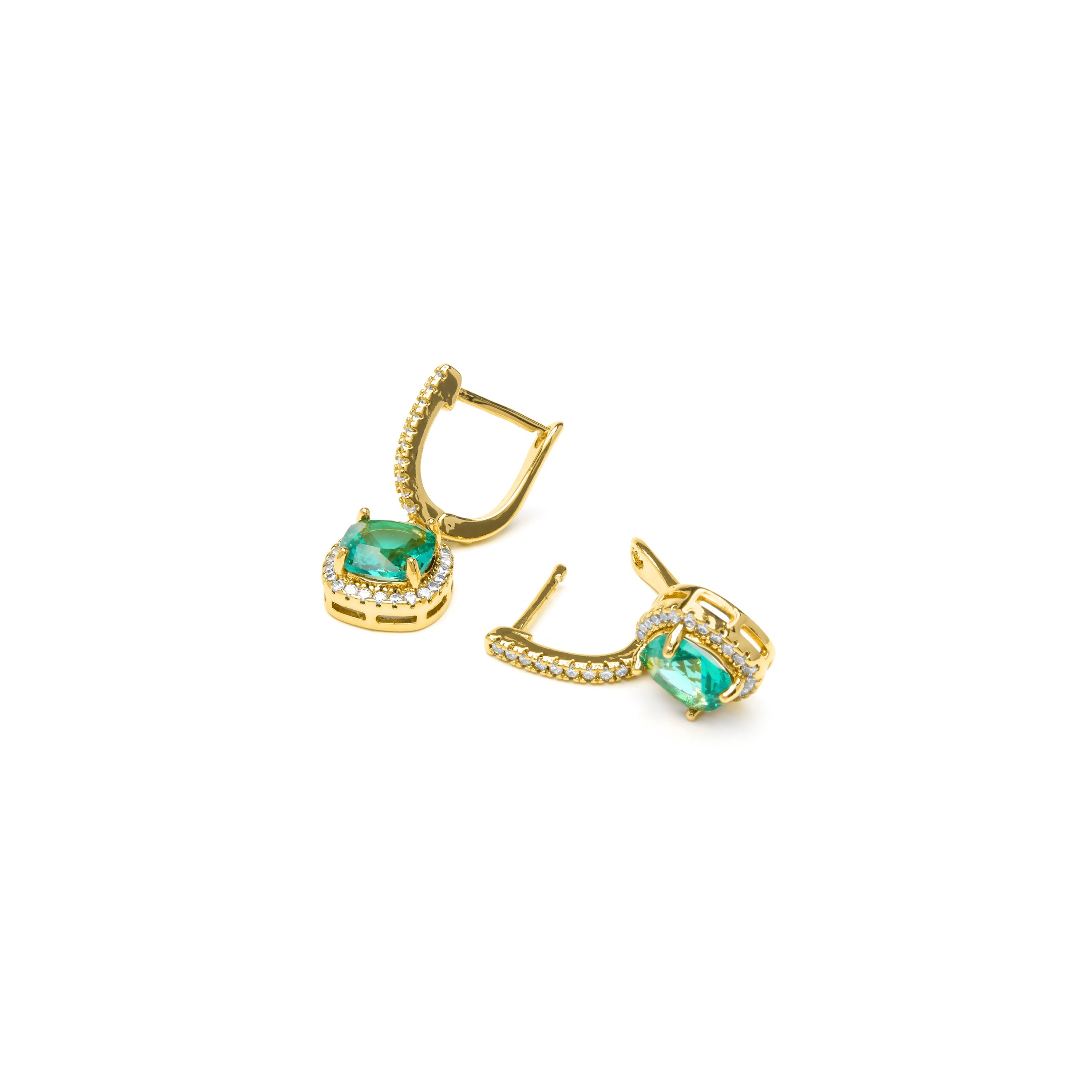Green Paraiba Hydrothermal Quartz Earrings with 18k Yellow Gold Finish - Kada