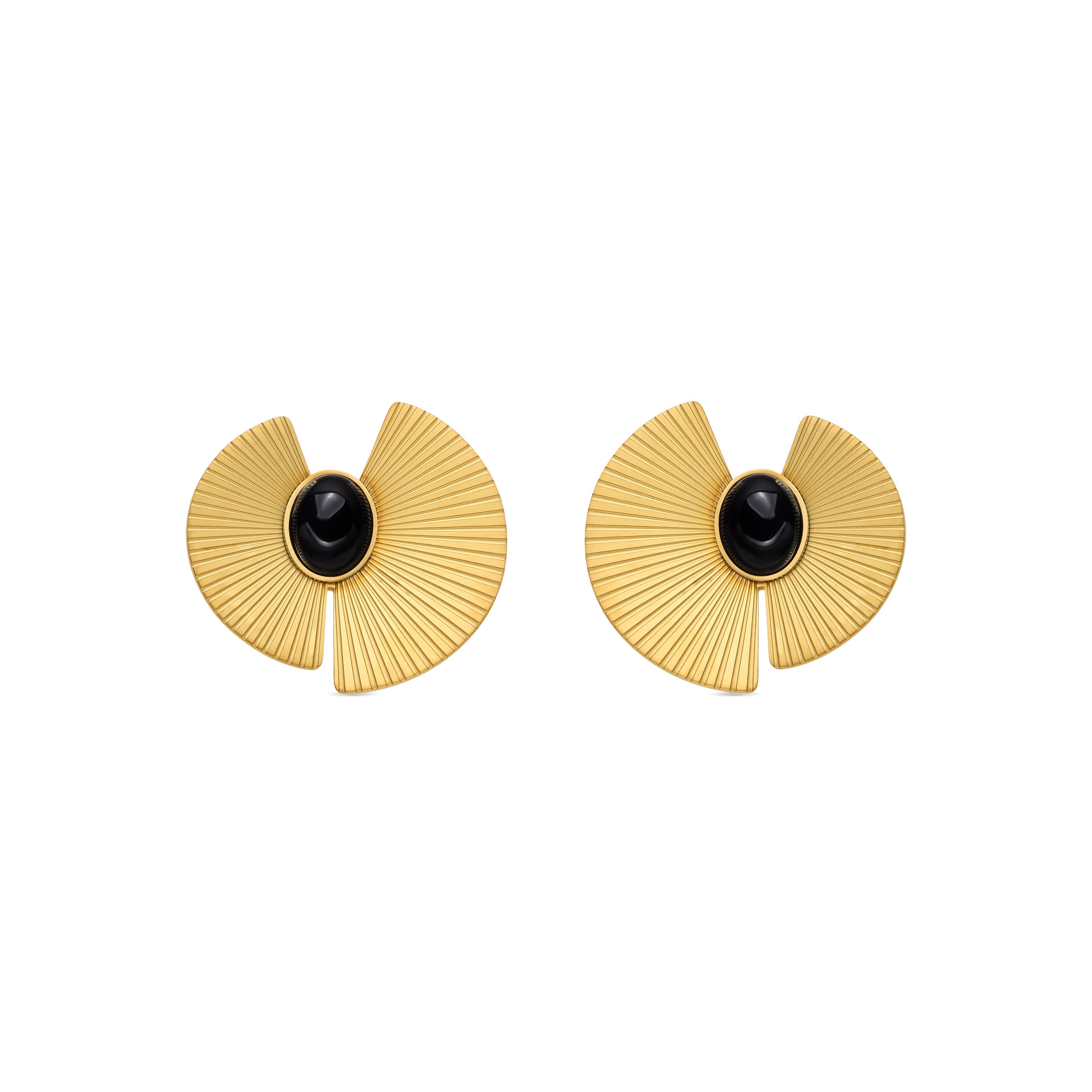 Brincos com ônix com acabamento em ouro 18k - Lessa