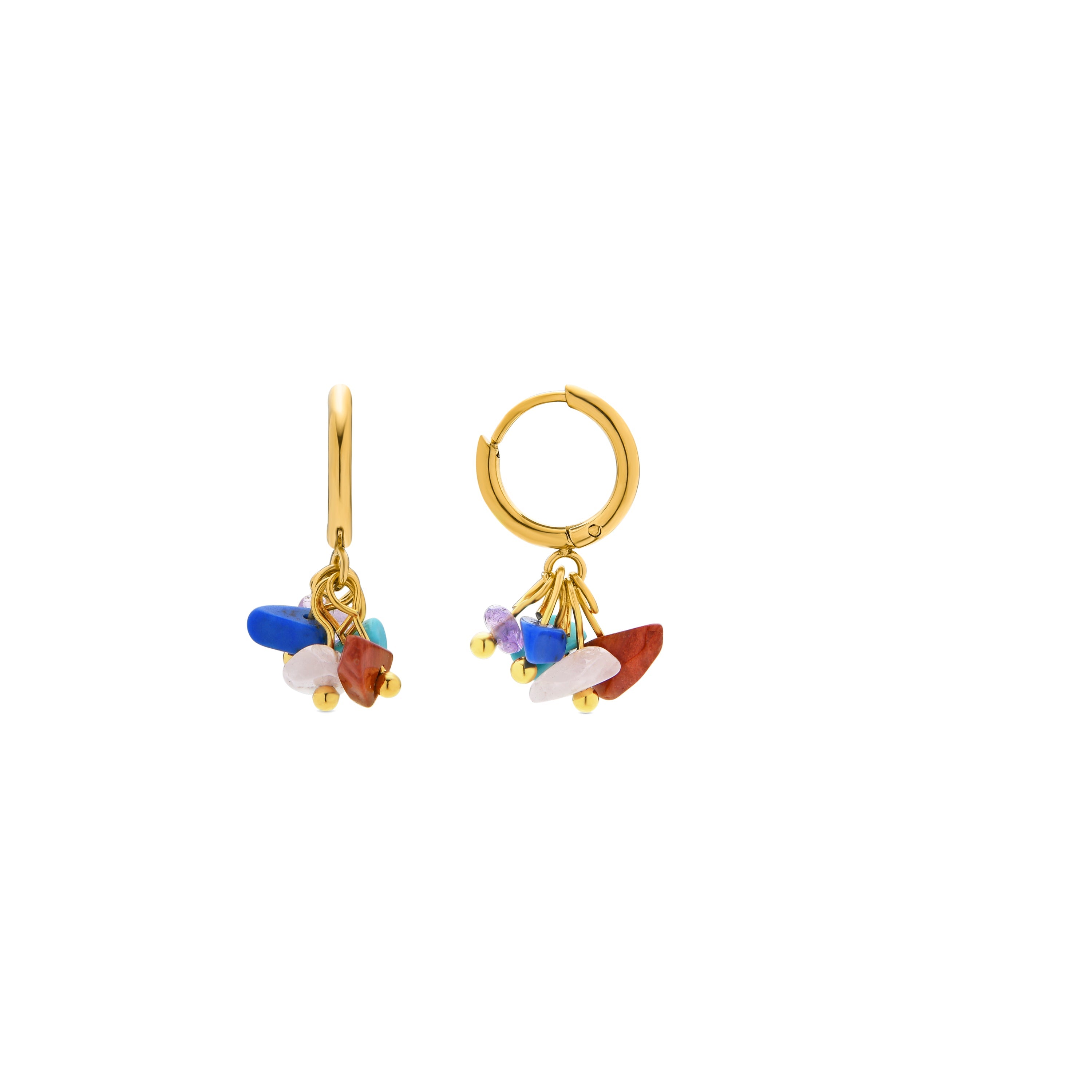 Multicolor Crystal Earrings finished in 18K yellow gold - Sasin