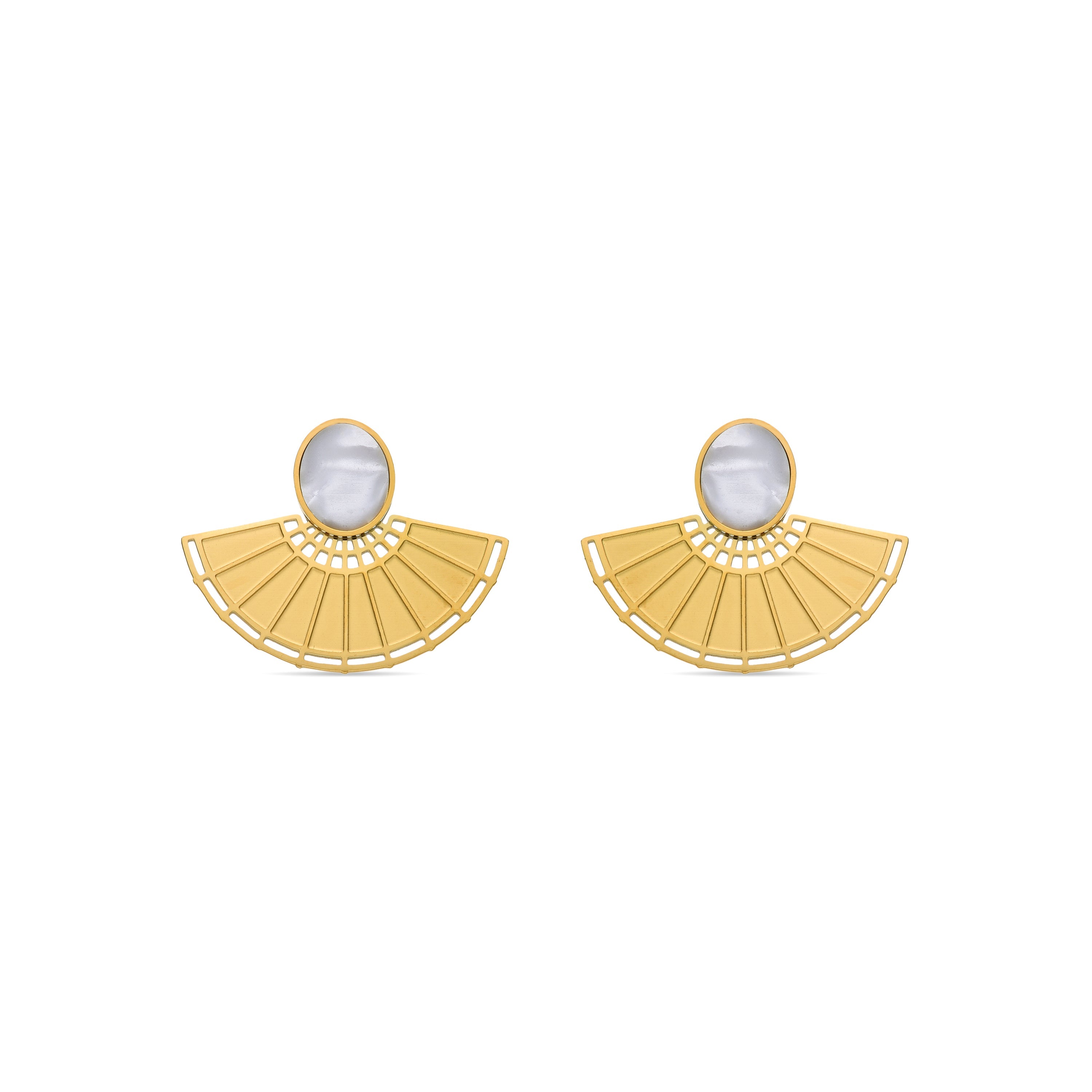 White Mother of Pearl Earrings Finished in 18K Yellow Gold - Phieo