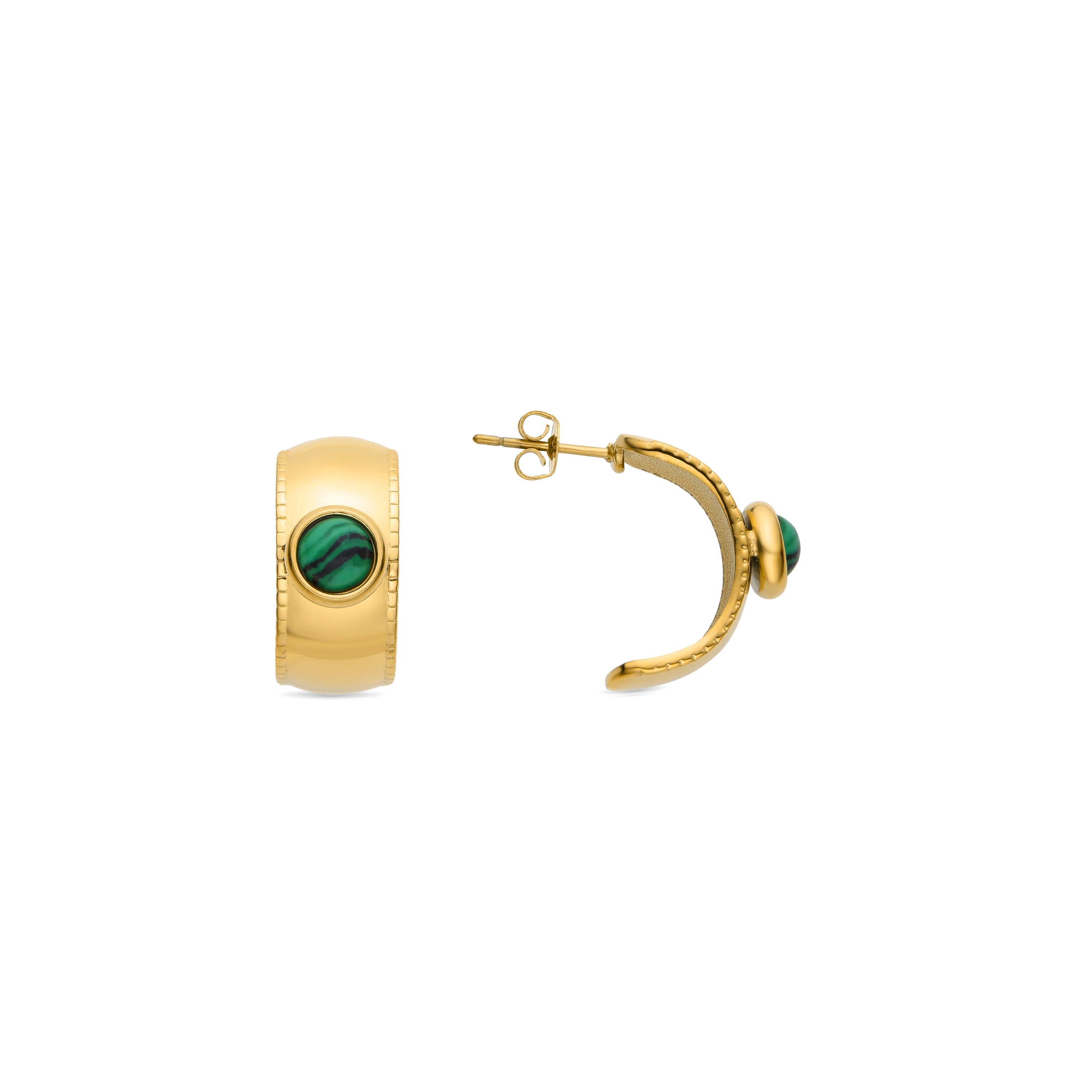 Malachite earrings finished in 18K yellow gold - Dadao