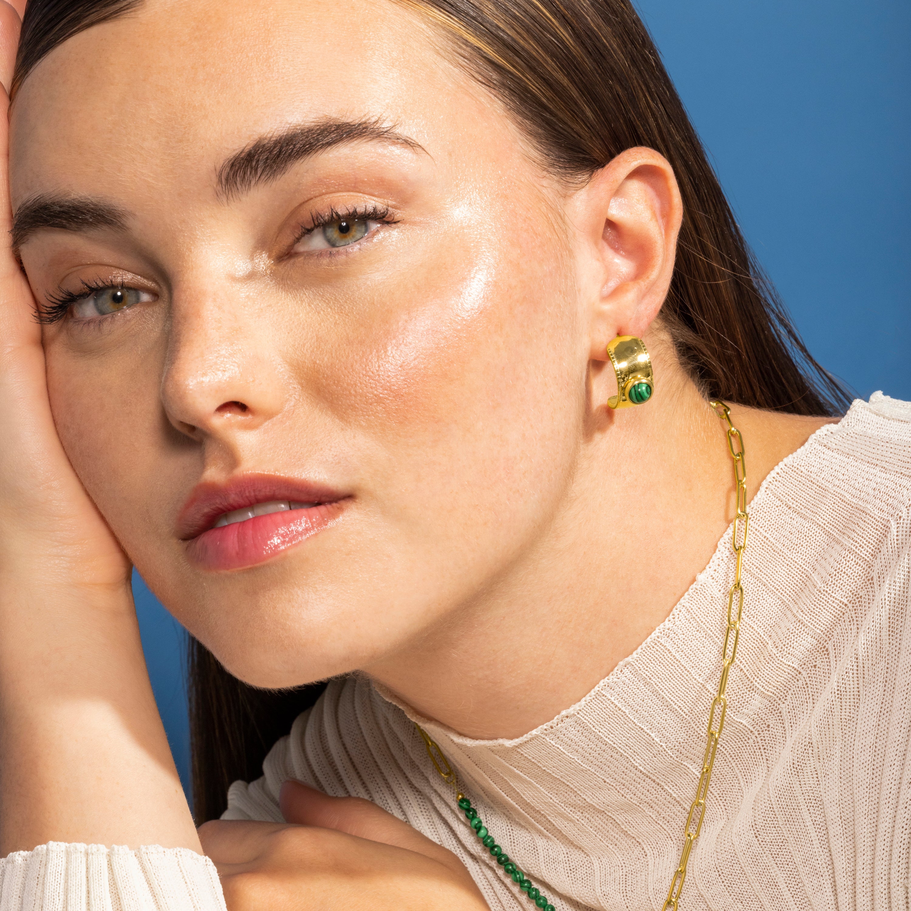 Malachite earrings finished in 18K yellow gold - Dadao