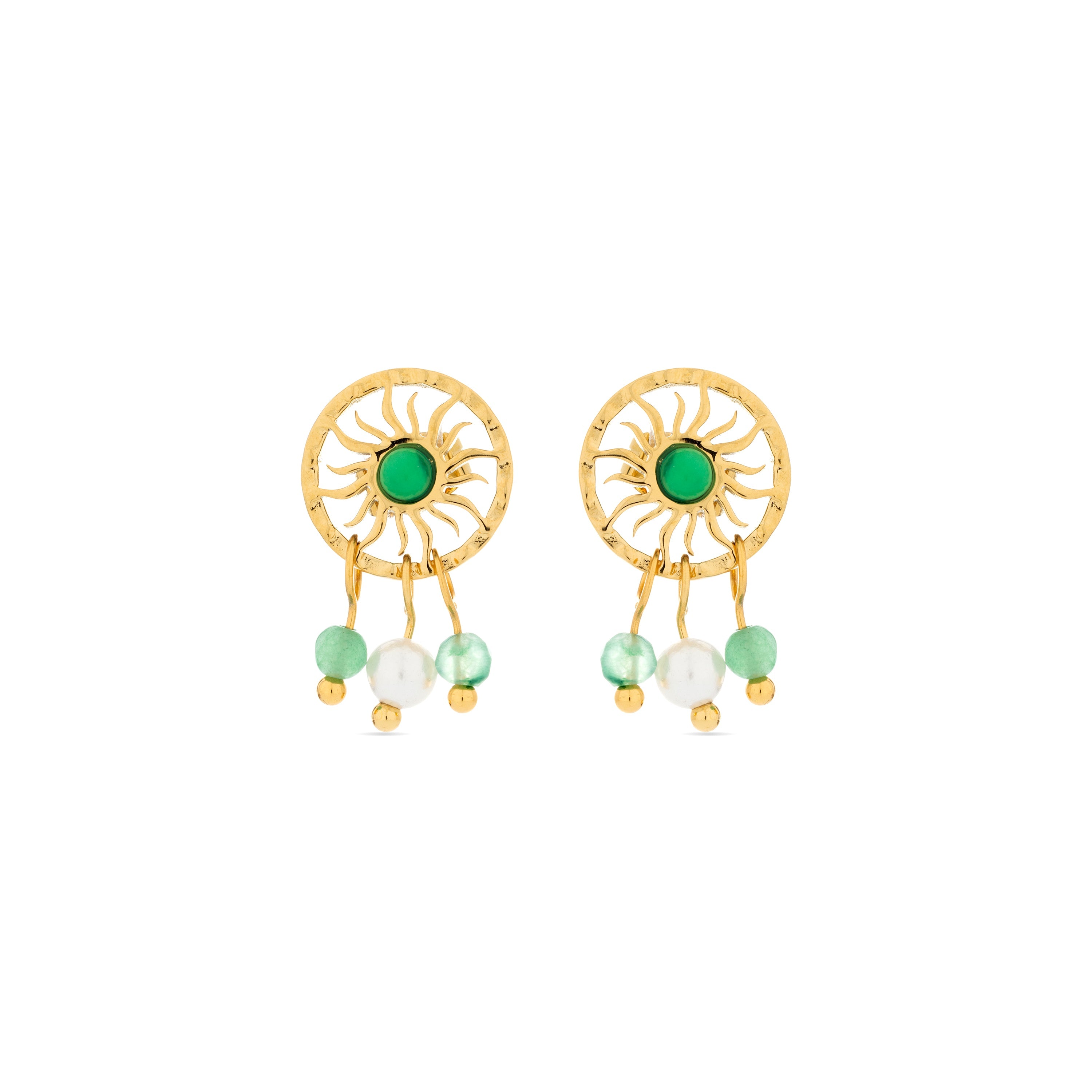 Malachite earrings finished in 18K yellow gold - Besya