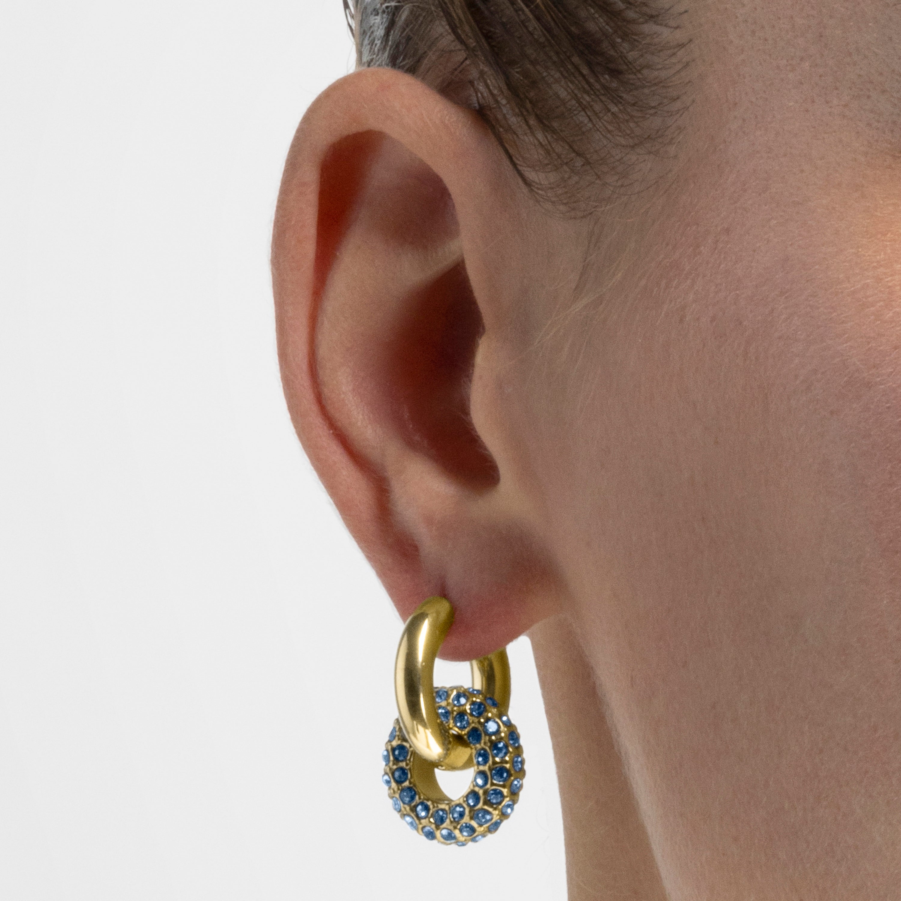 Pendientes con Cristal Azul Oscuro acabado oro 18k - Rawe