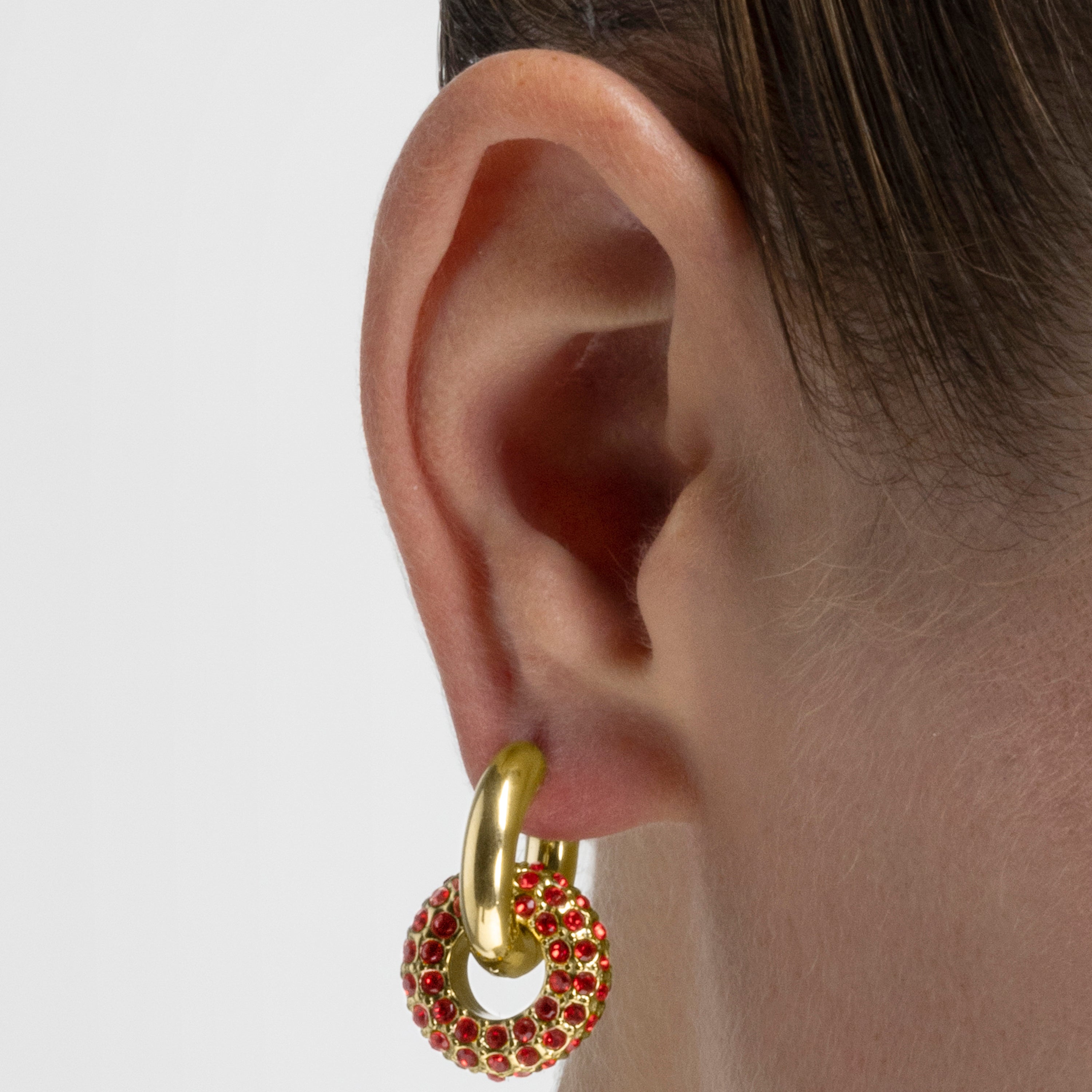 Pendientes con Cristal Rojo acabado oro 18k - Rawe