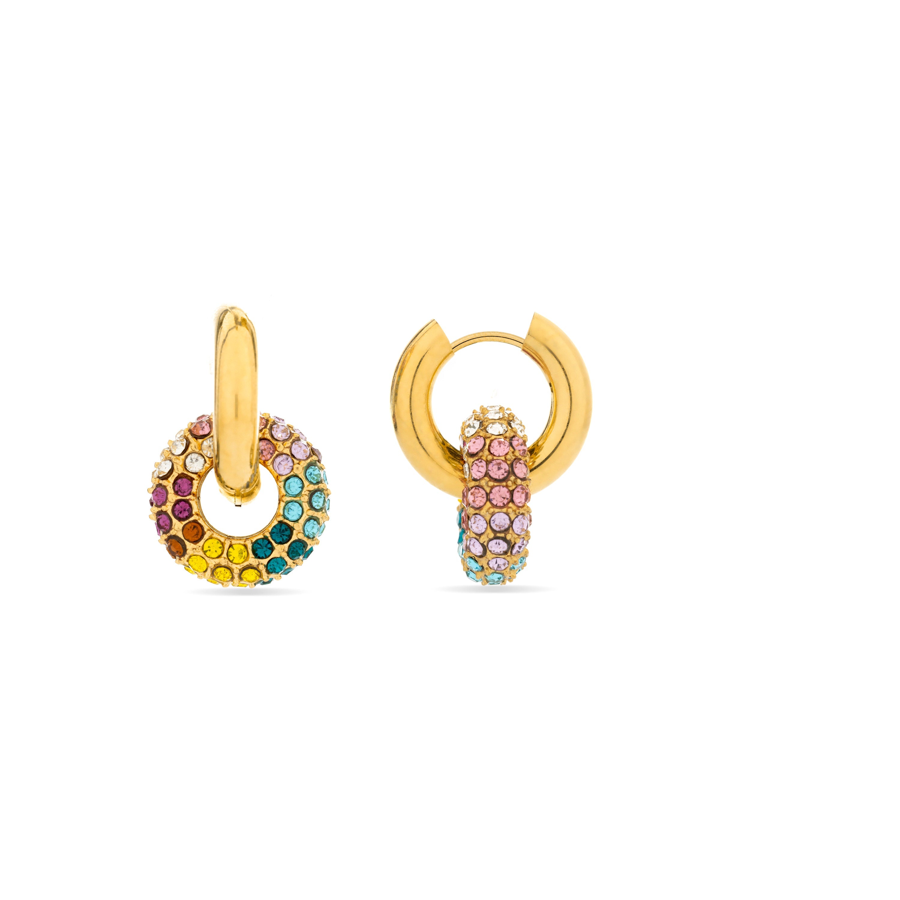 Multicolor Crystal Earrings finished in 18K yellow gold - Rawe