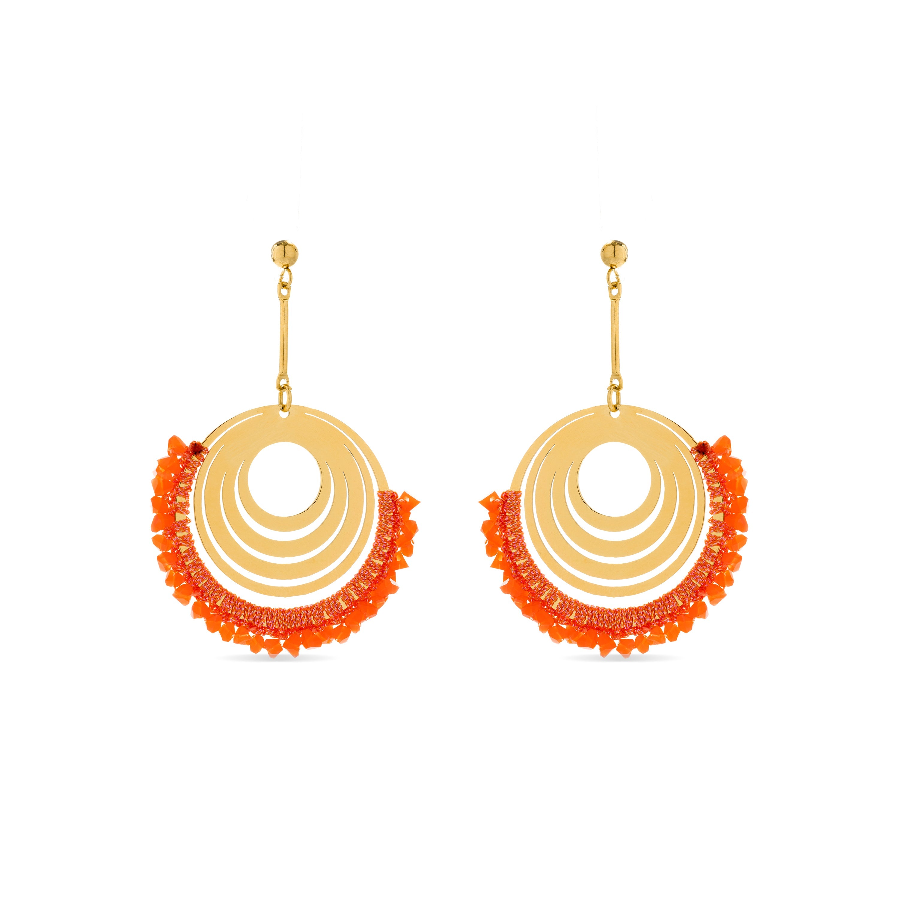 Coral earrings finished in 18K yellow gold - Ishio