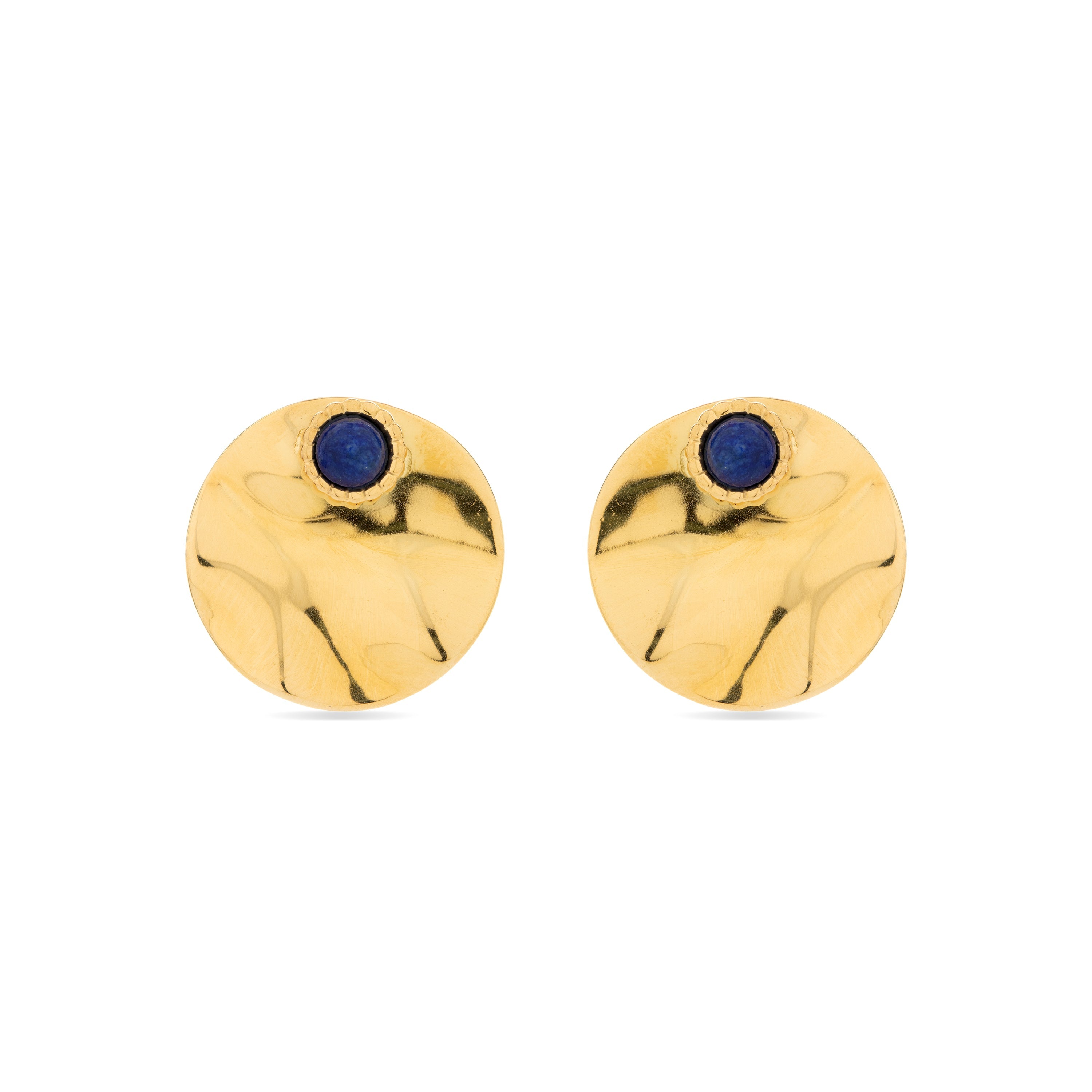 Natural Lapis Lazuli Earrings Finished in 18K Yellow Gold - Yumi