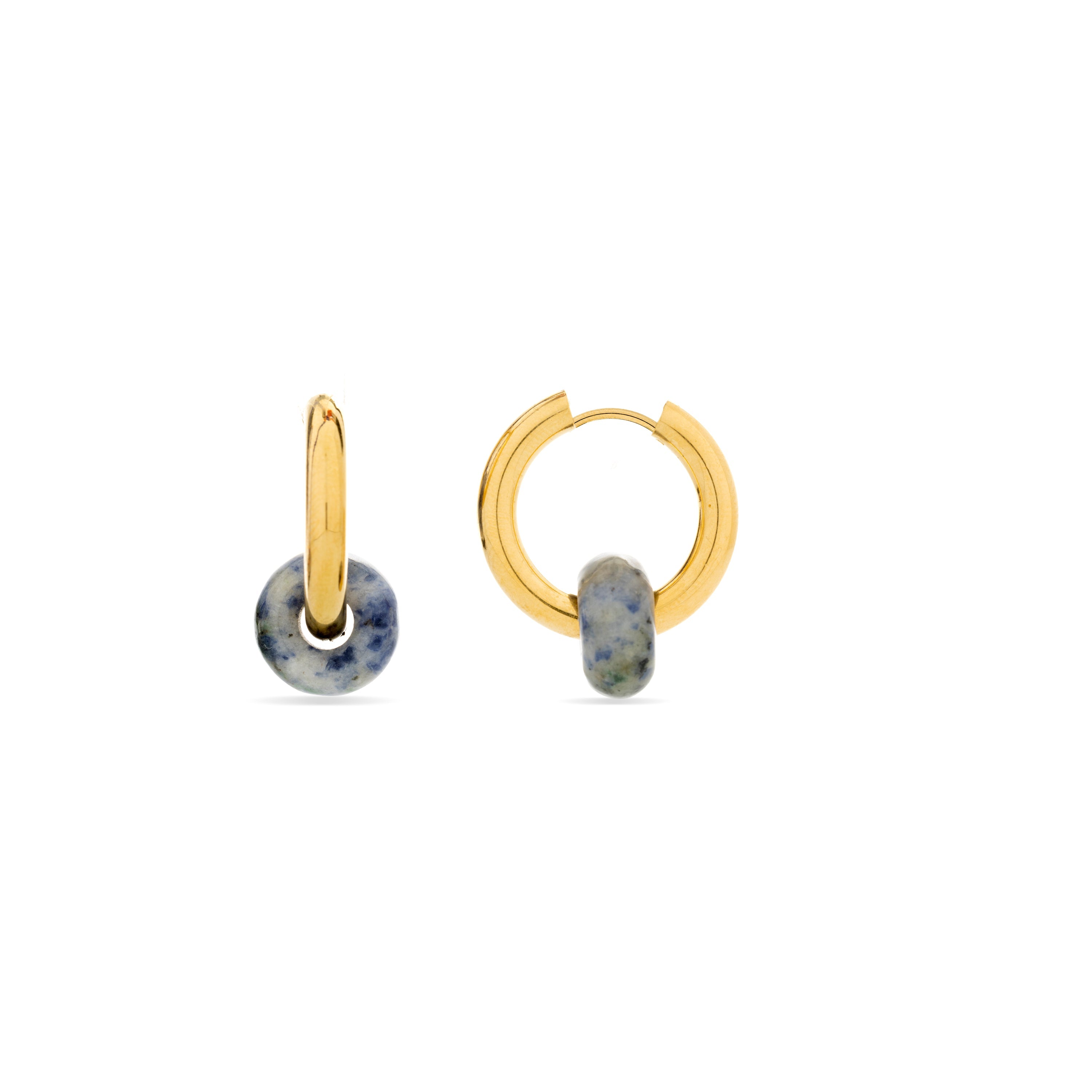 Natural Lapis Lazuli Earrings Finished in 18K Yellow Gold - Noku