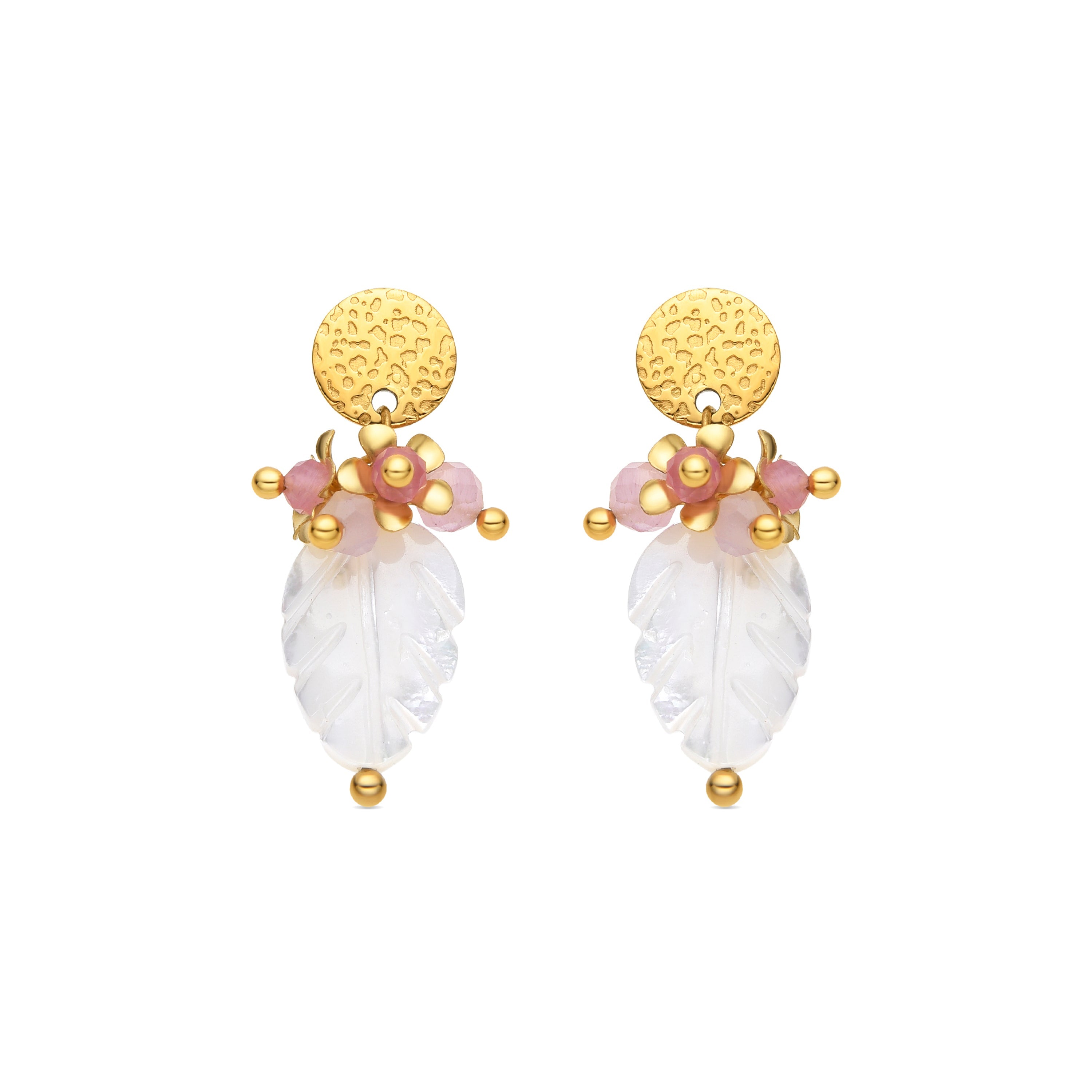 Earrings with white mother-of-pearl in 18k gold finish - Gaudark