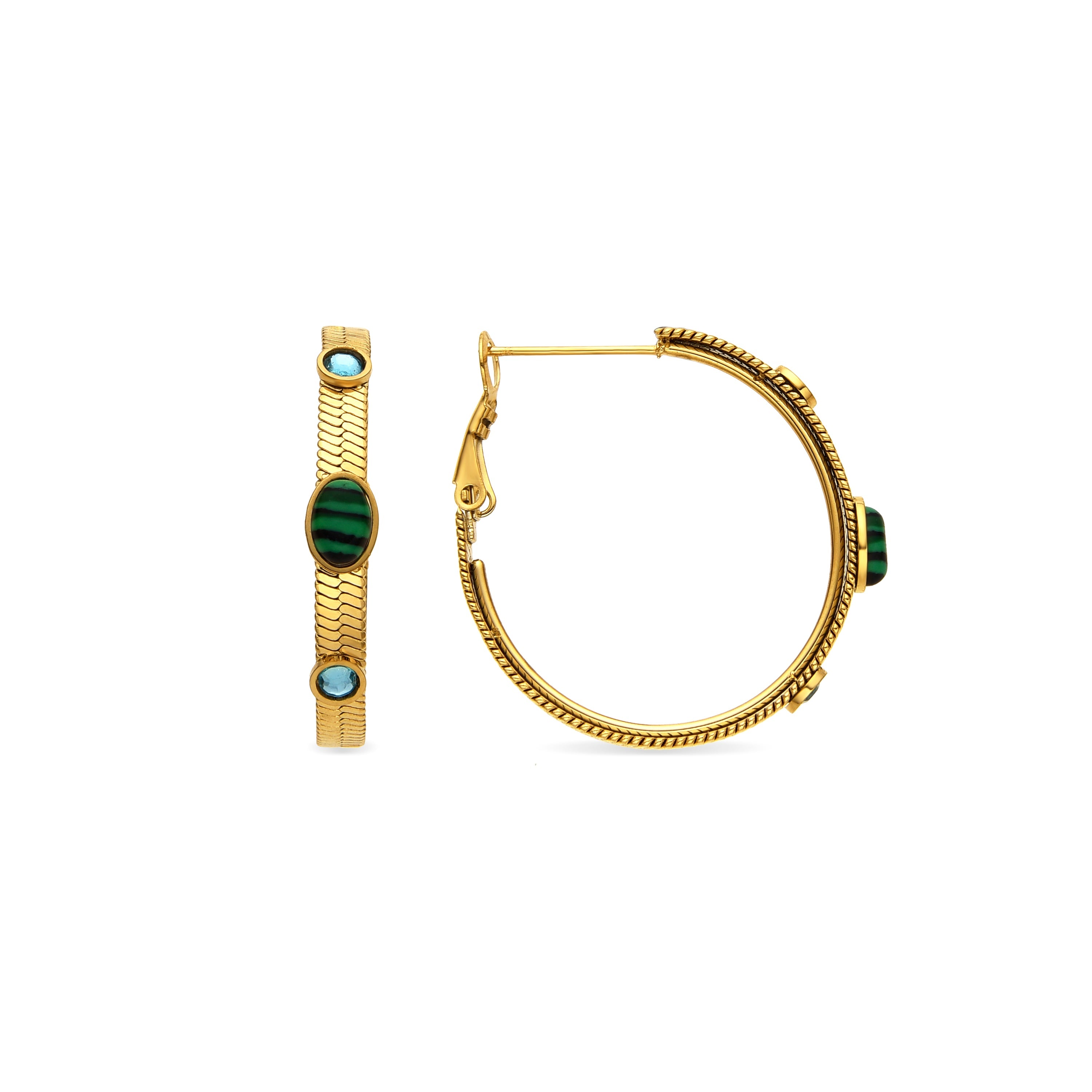 Malachite earrings with 18k gold finish - Reus
