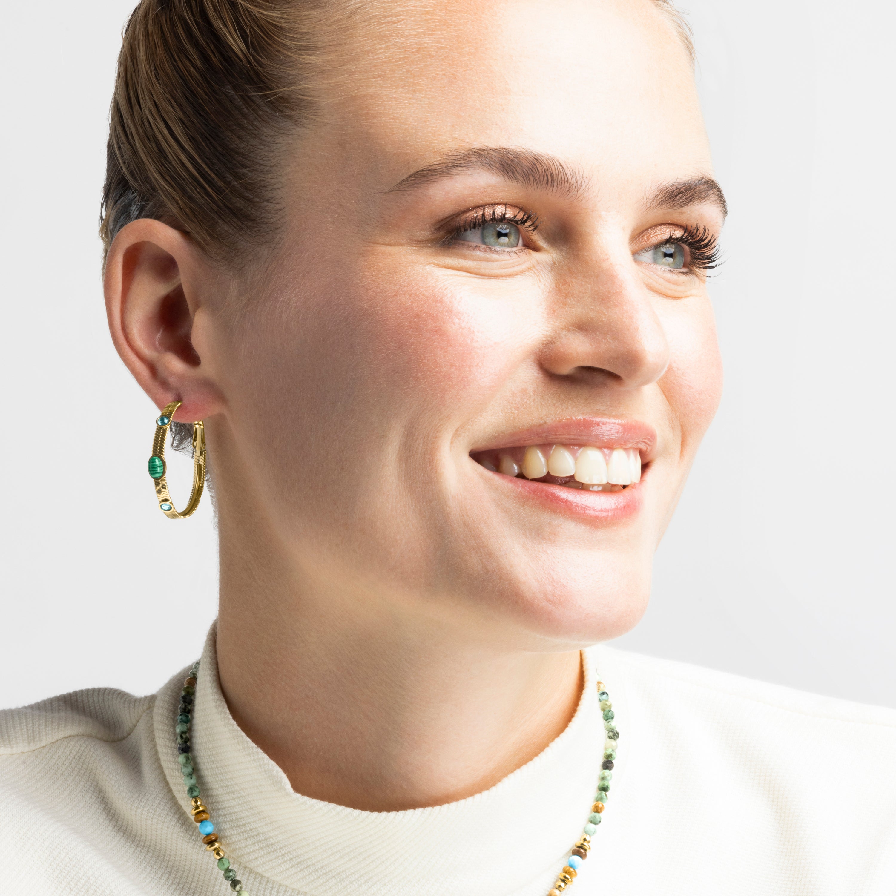 Malachite earrings with 18k gold finish - Reus