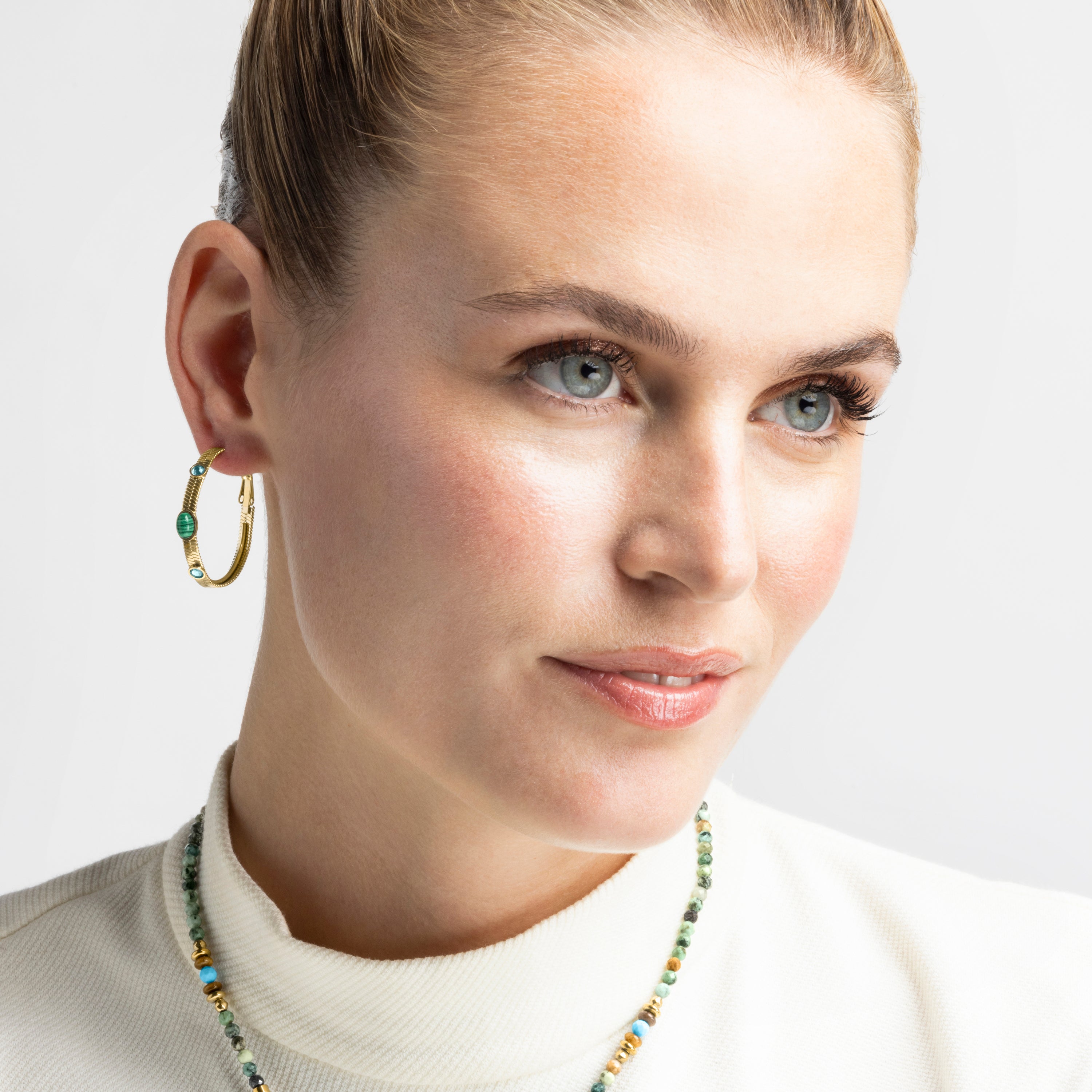 Malachite earrings with 18k gold finish - Reus