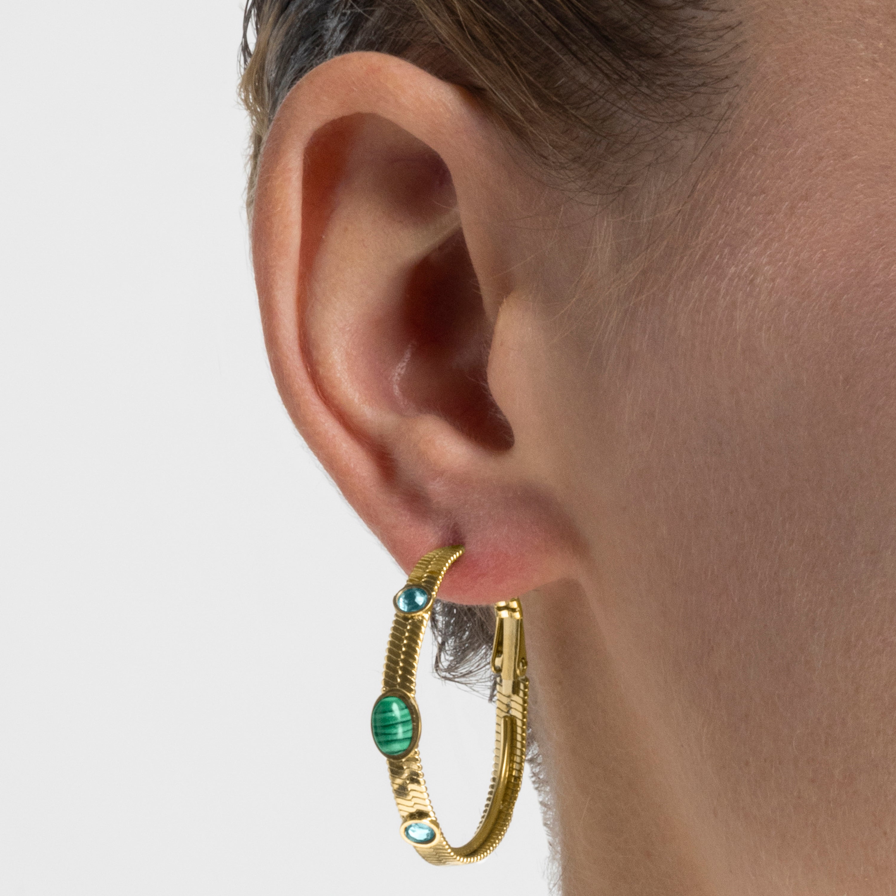 Malachite earrings with 18k gold finish - Reus