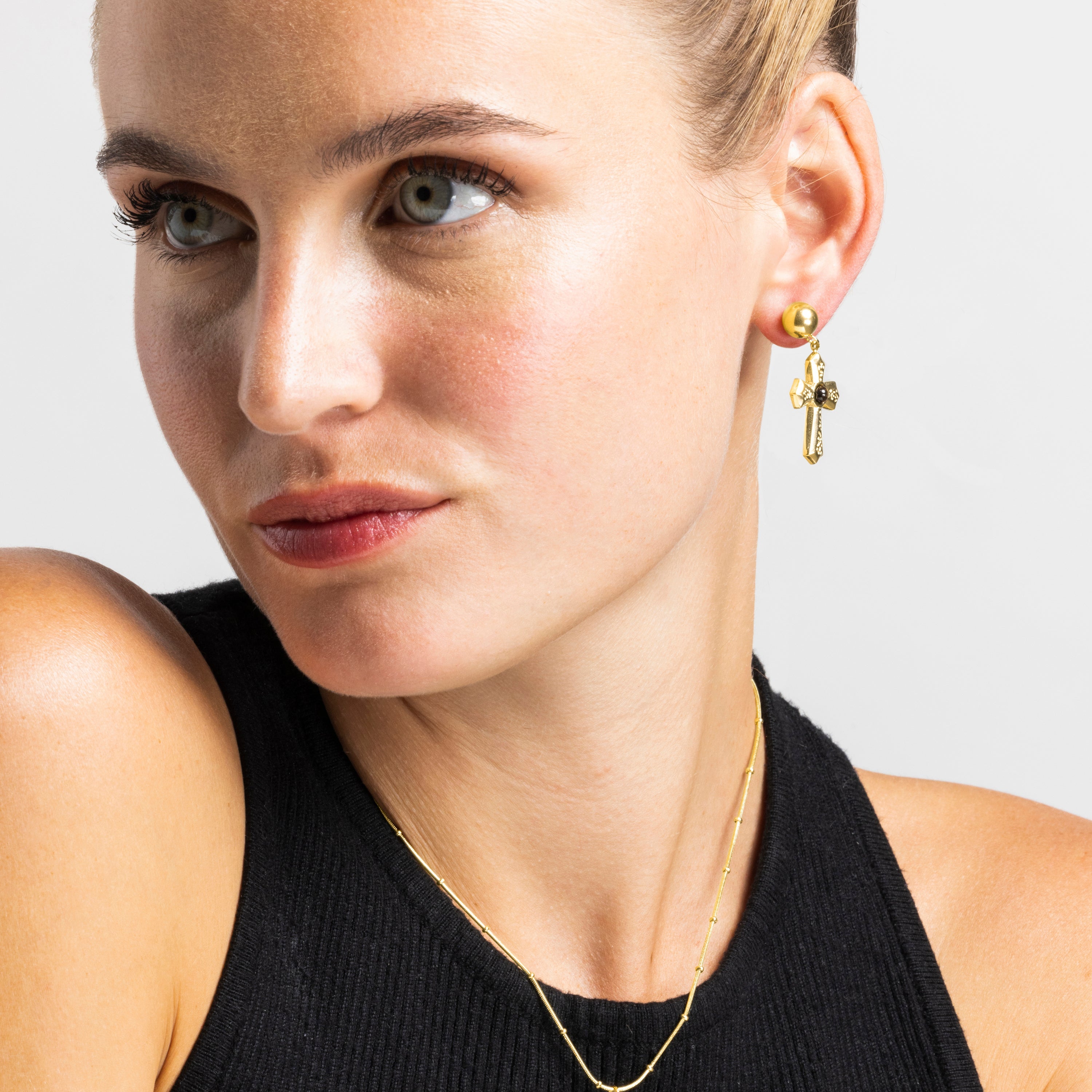 18k gold-finished Tiger's Eye earrings - Anleh