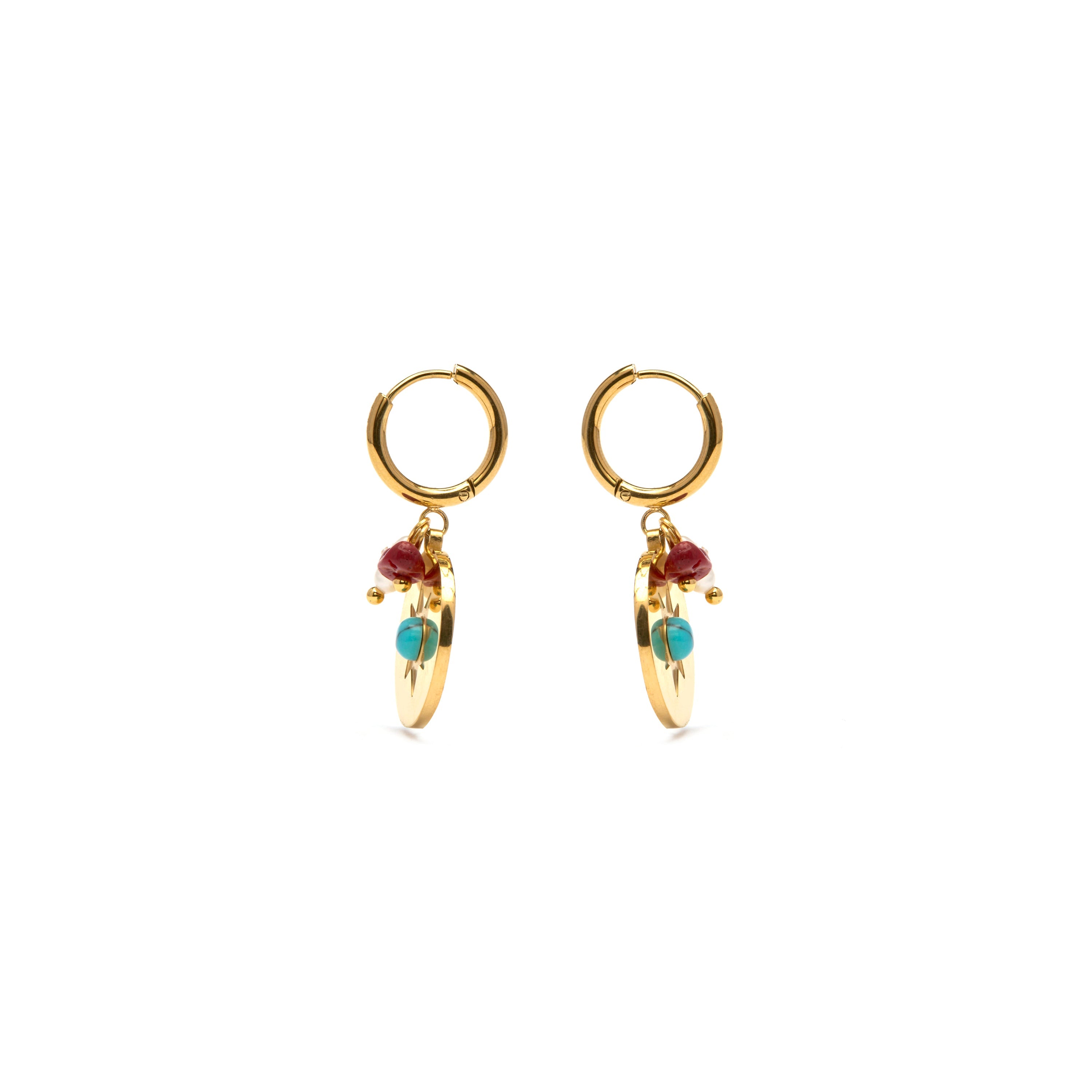 18k yellow gold and turquoise earrings - Nakal