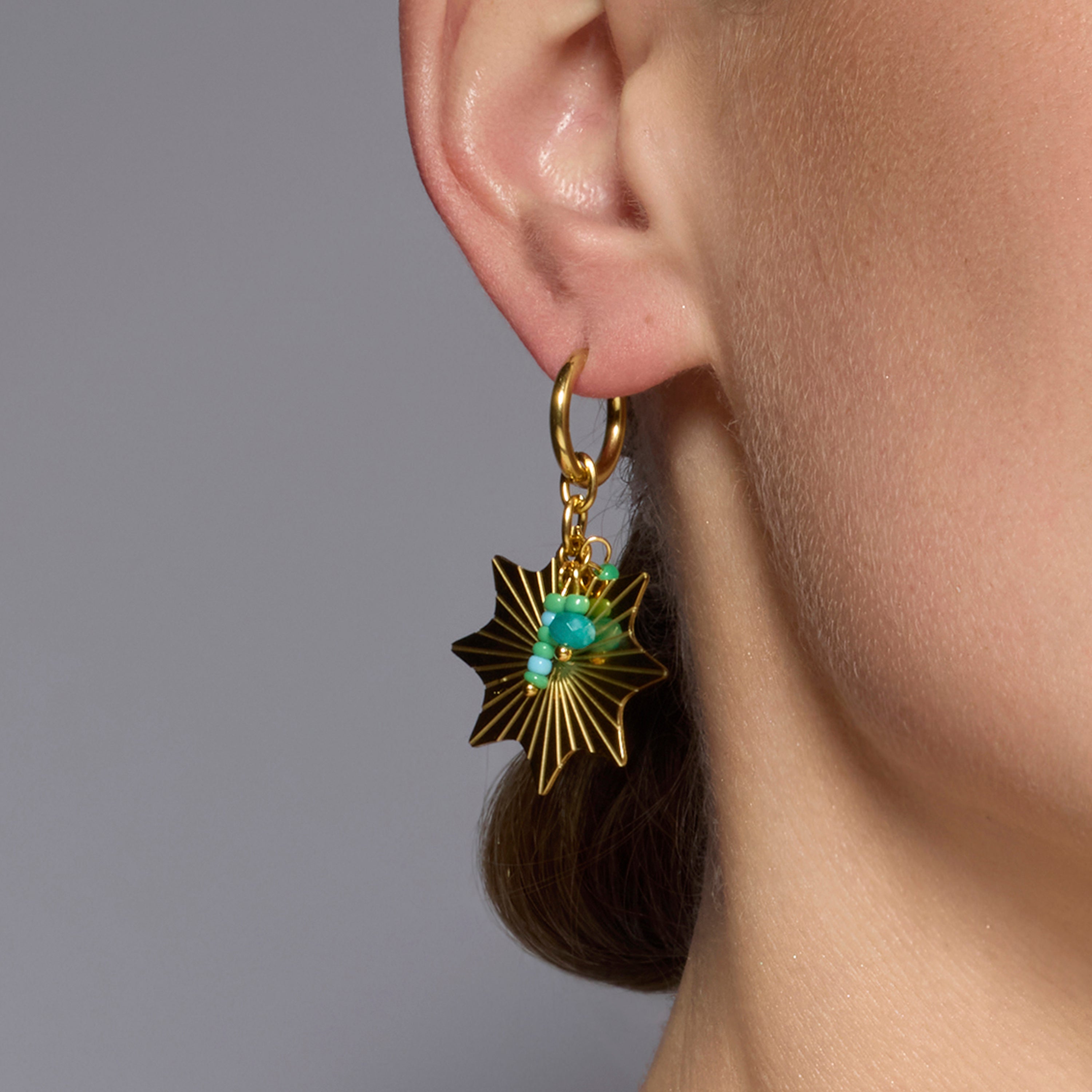 Pendientes acabado oro amarillo de 18k y Turquesa - Silmu